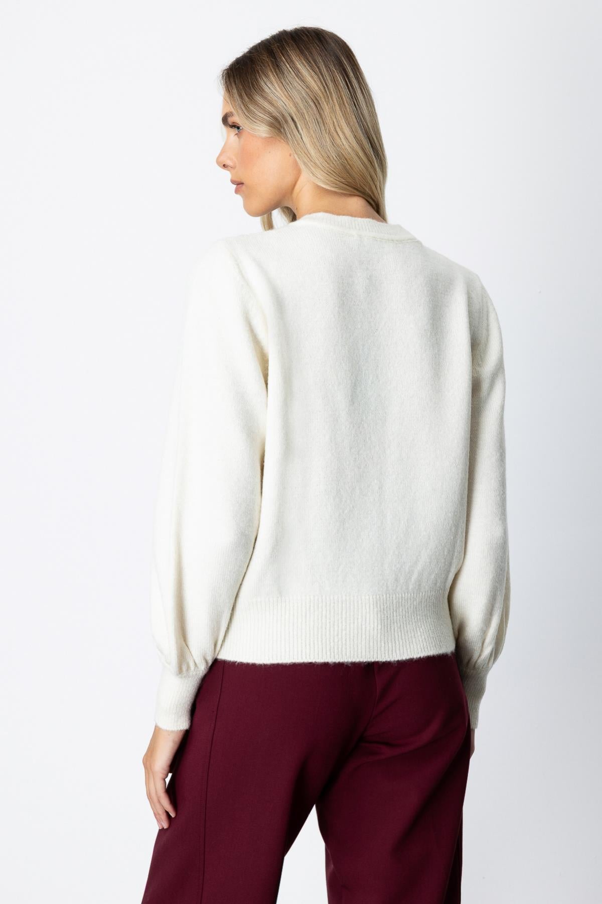 Diamond Patterned Pearl Glitter Detailed Sweater