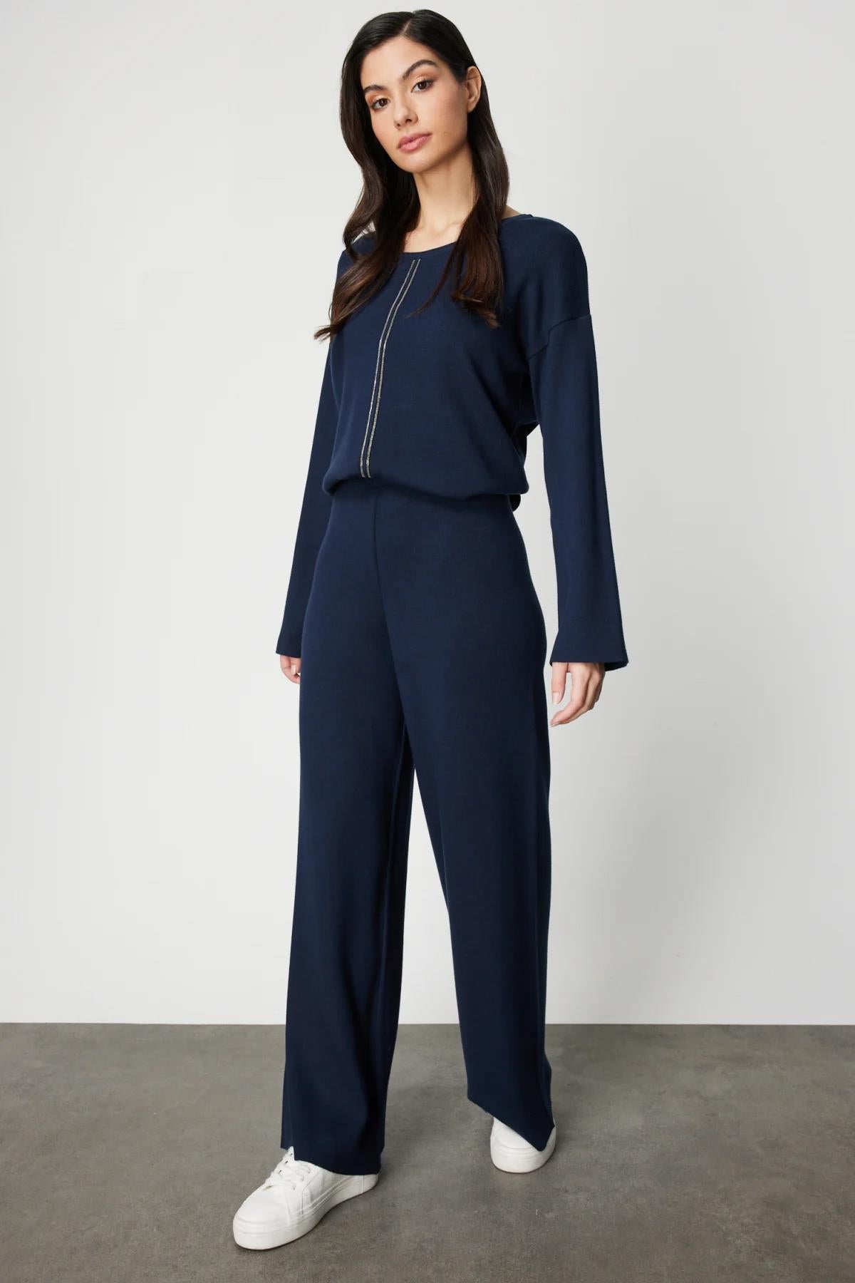 Beli Lastikli Bol Paça Triko Pantolon