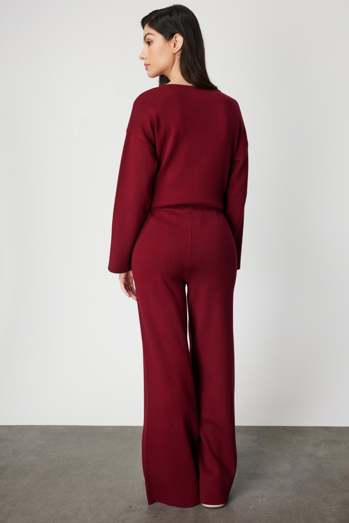 Beli Lastikli Bol Paça Triko Pantolon