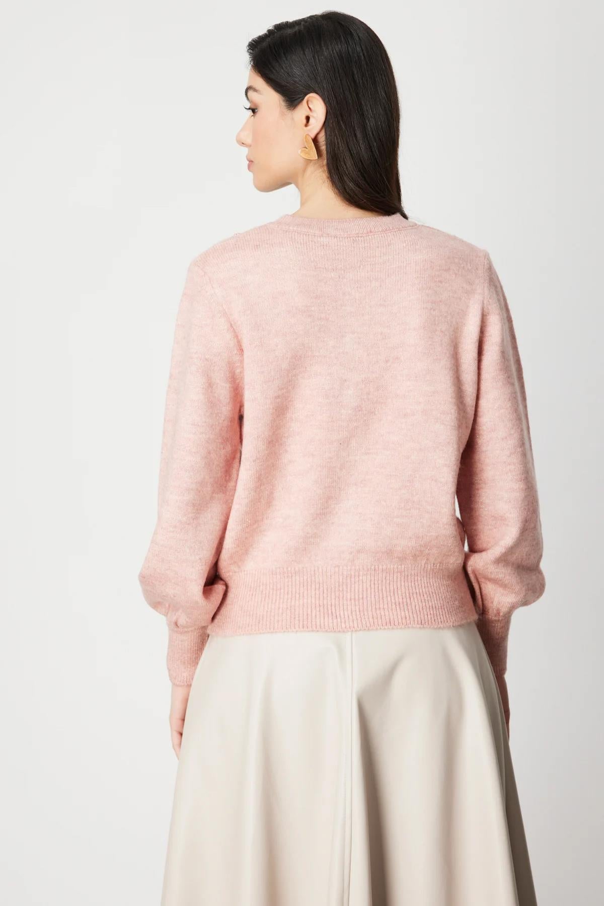 İnci Düğmeli Triko Hırka