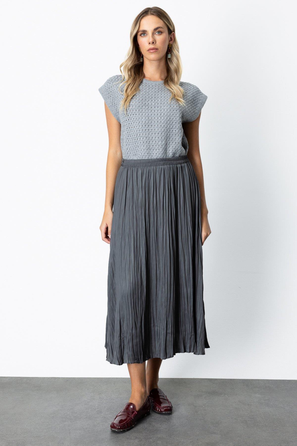 Wrinkled Midi Skirt