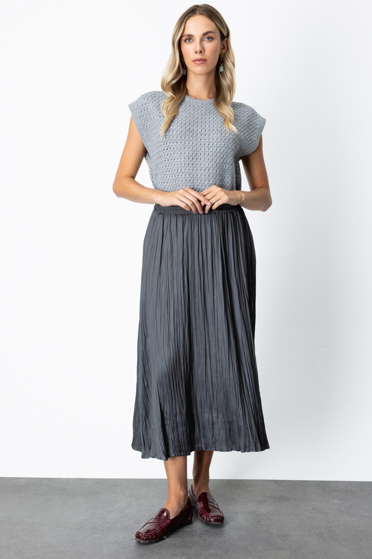 Wrinkled Midi Skirt