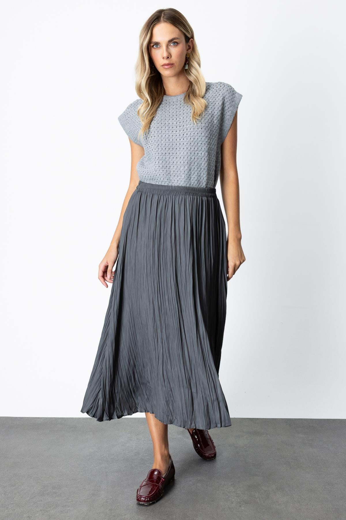 Wrinkled Midi Skirt