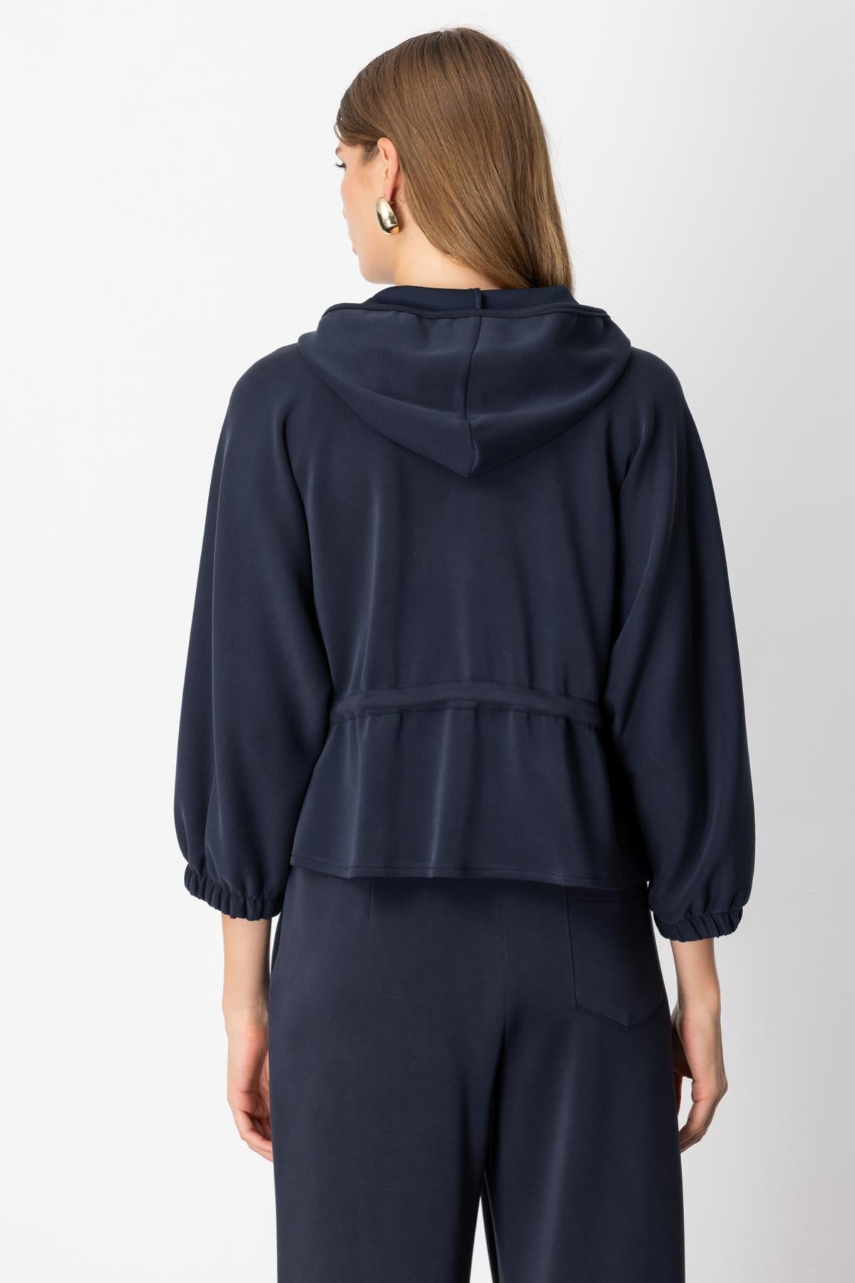 Hooded Zippered Tie-Waist Jacket