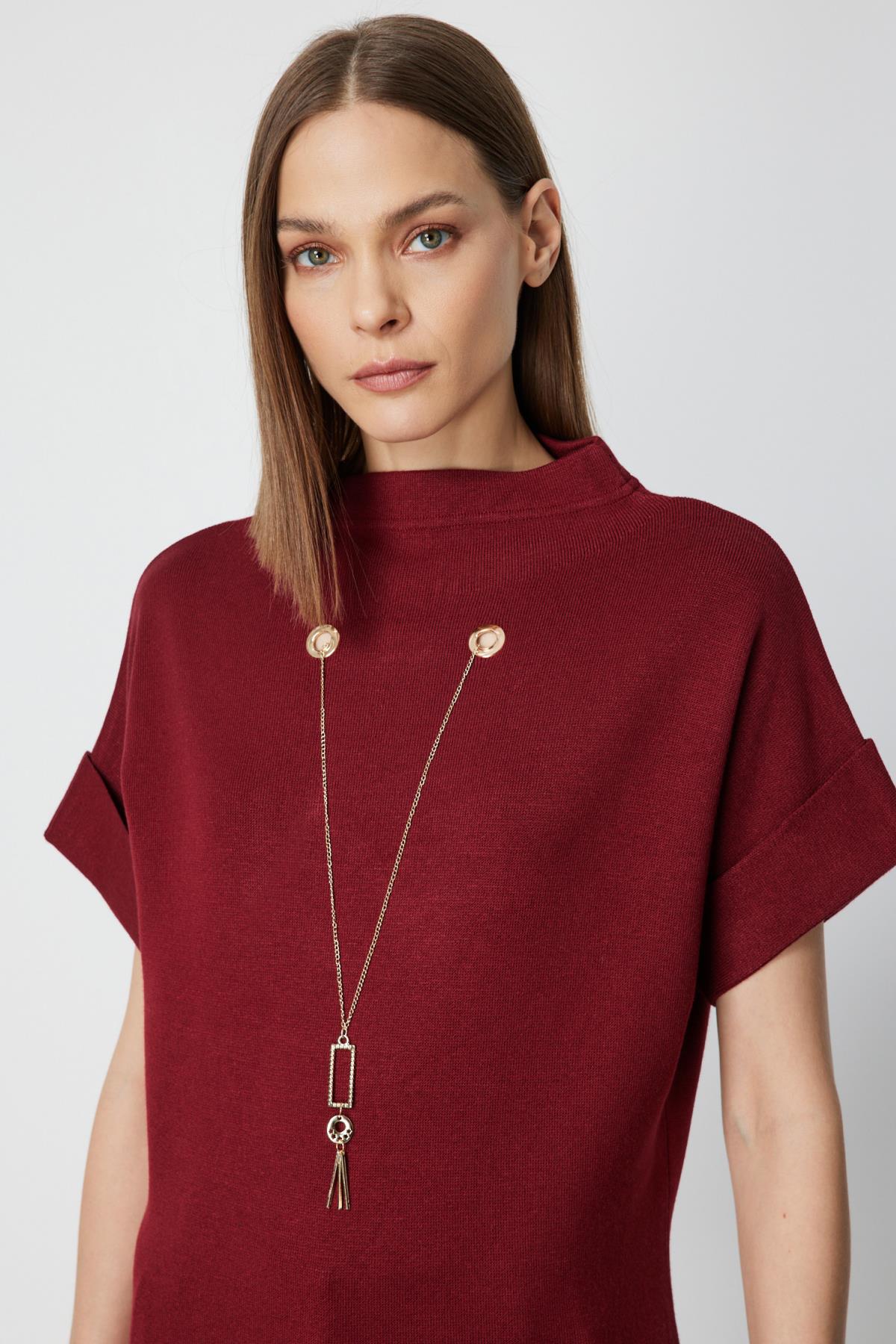 Aksesuar Detaylı Kısa Kollu Triko Kazak