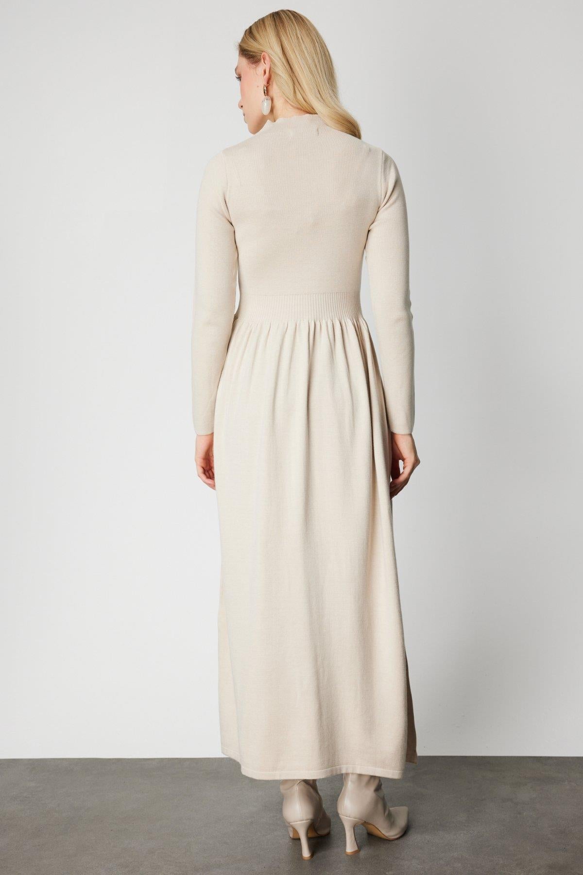 Elastic Waist Maxi Length Knit Dress