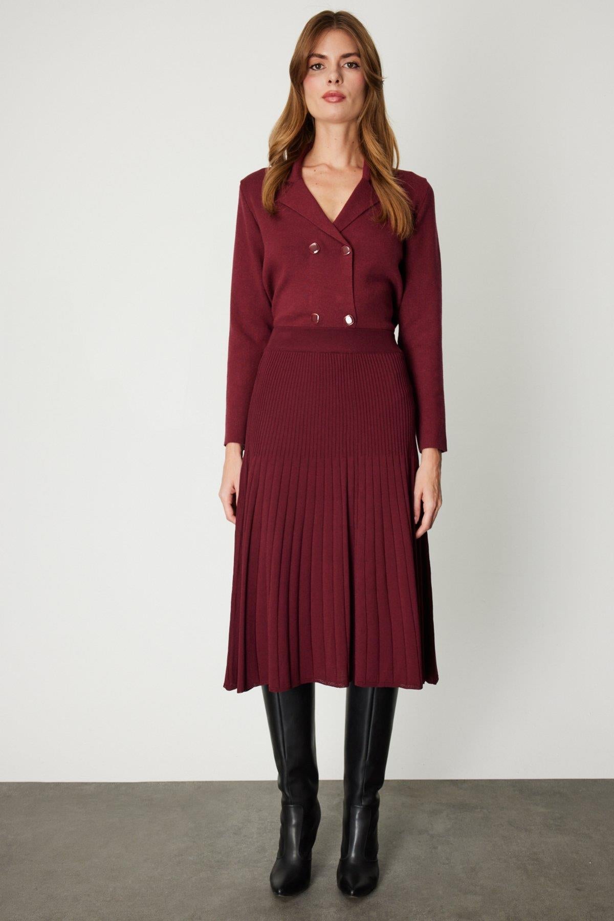 Astarlı Triko Midi Boy Etek