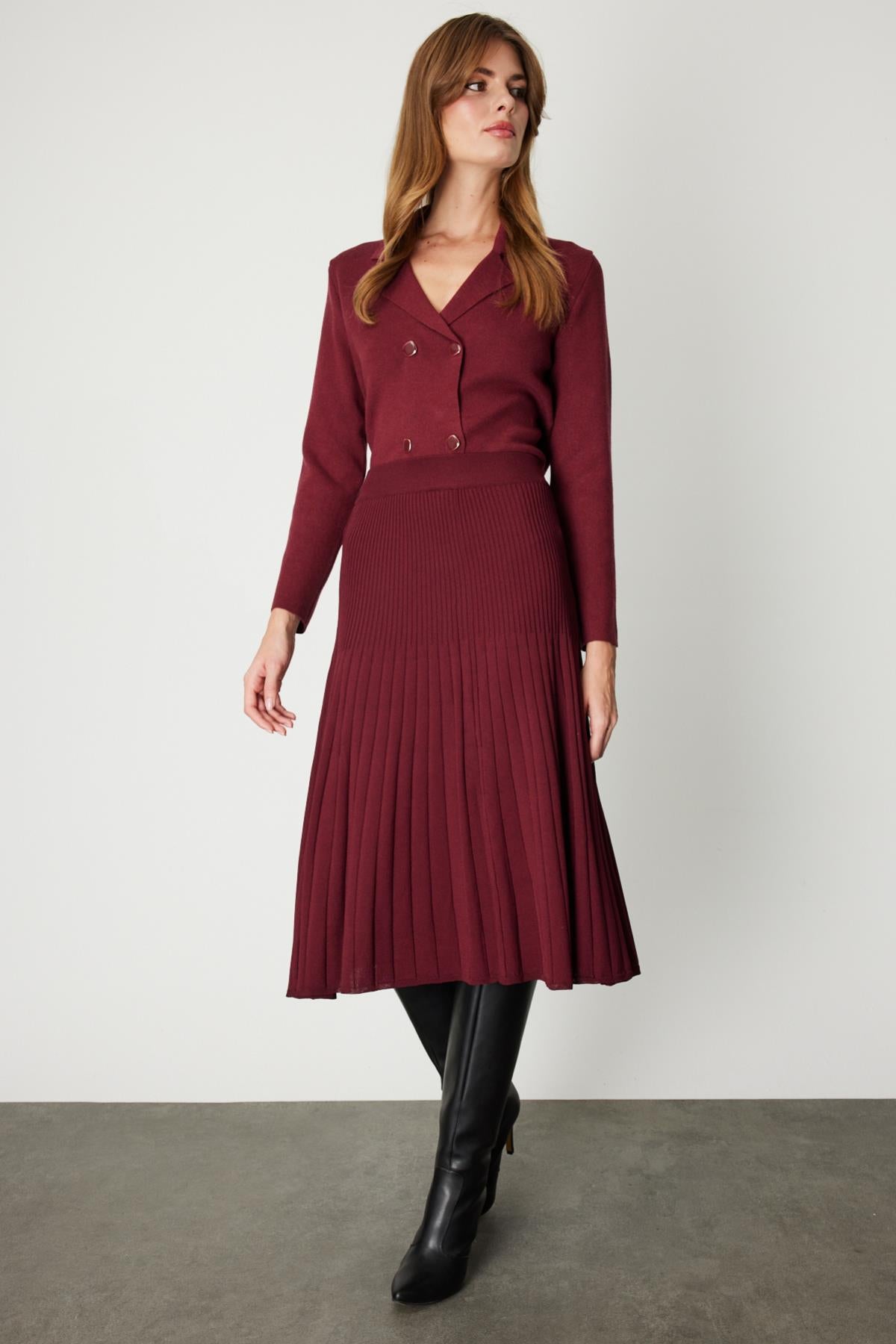 Astarlı Triko Midi Boy Etek