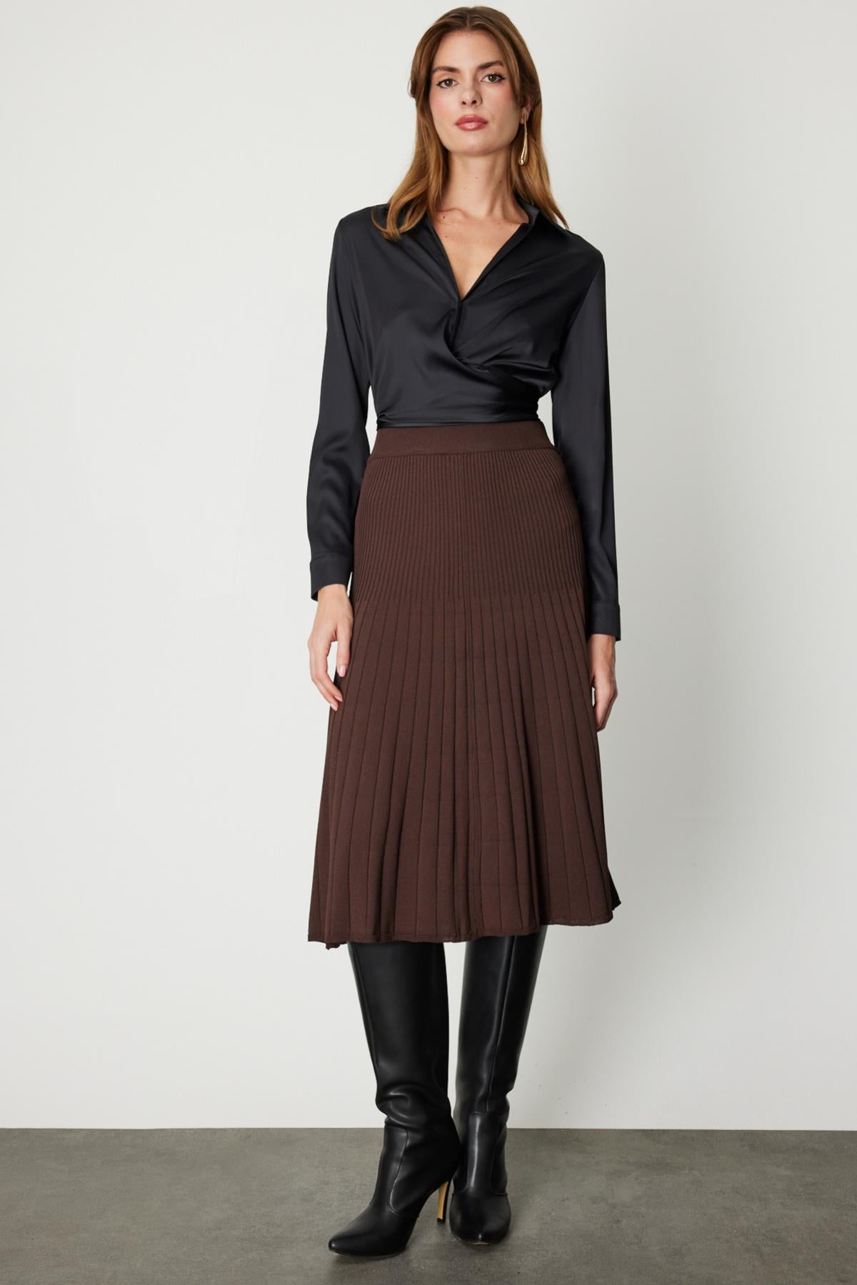 Astarlı Triko Midi Boy Etek