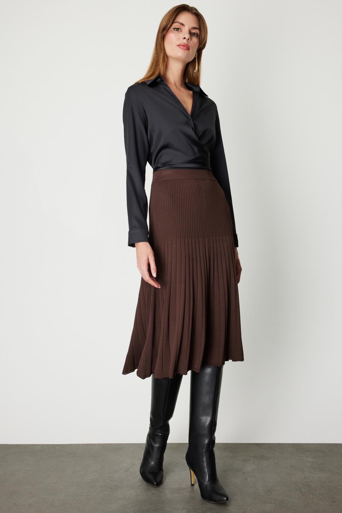 Astarlı Triko Midi Boy Etek