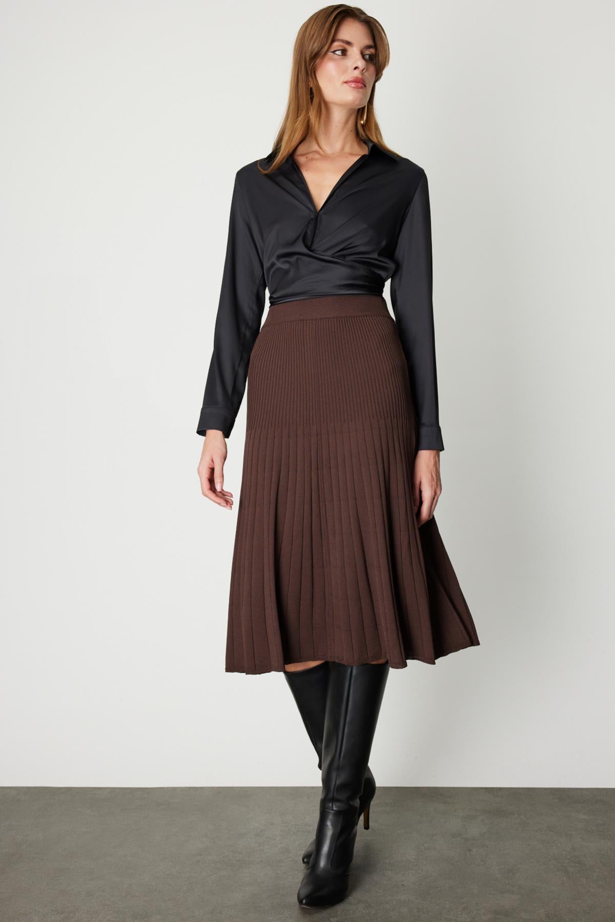 Astarlı Triko Midi Boy Etek