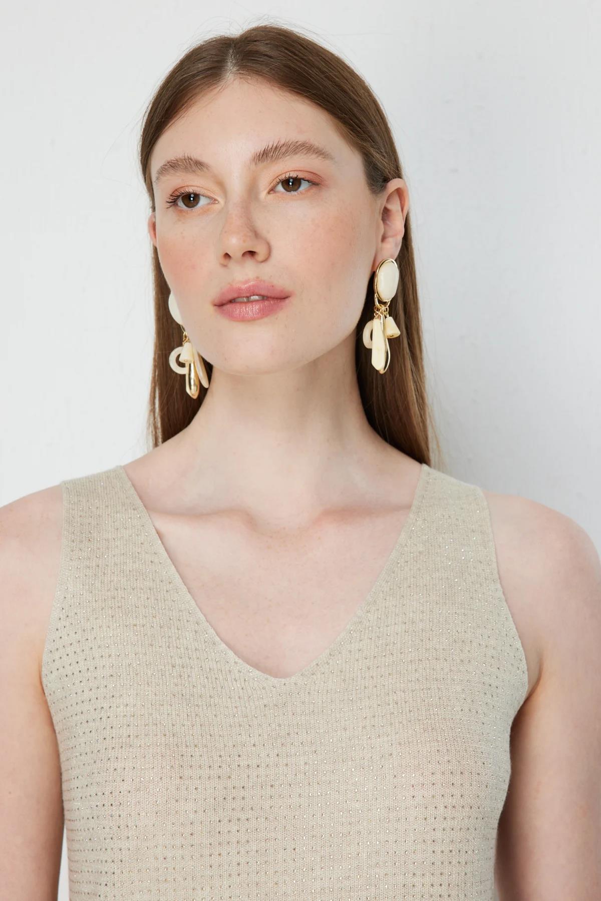 V-Neck Embellished Sleeveless Blouse