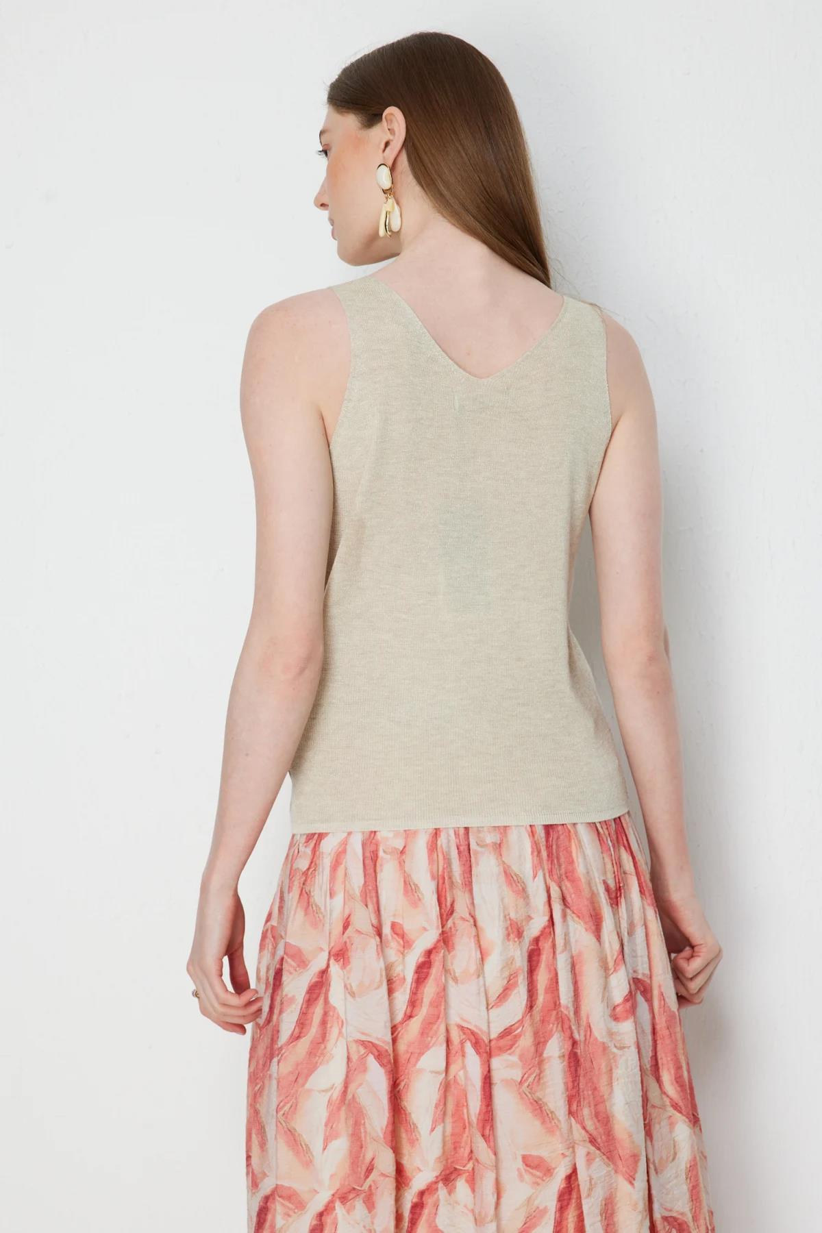 V-Neck Embellished Sleeveless Blouse