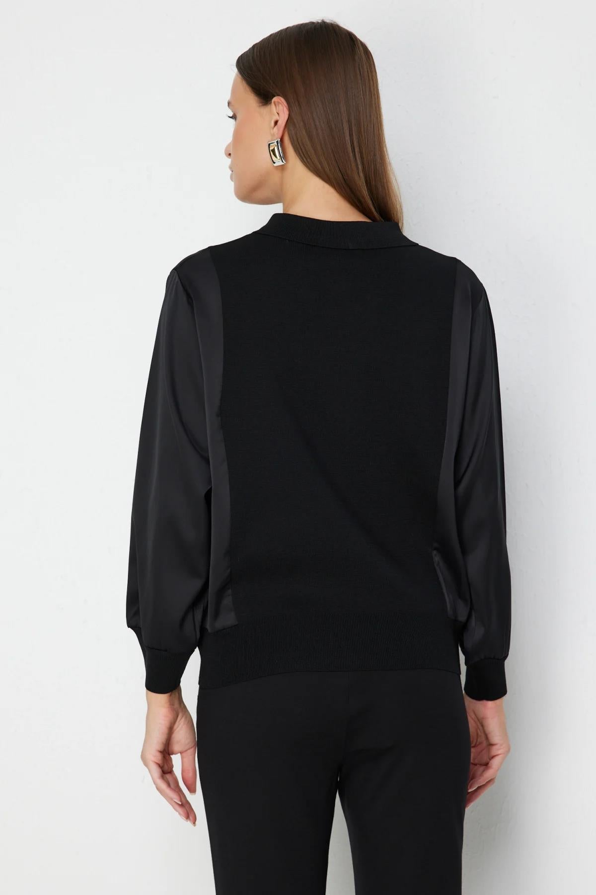 Blouse with Rhinestone Collar