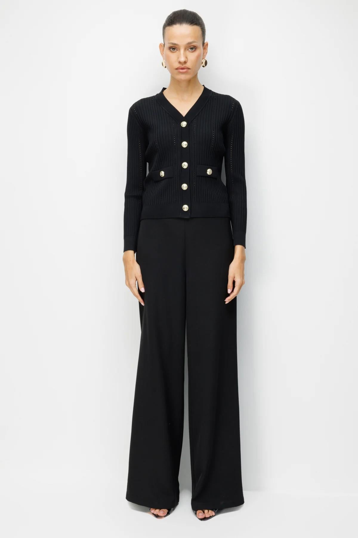 V Yaka Fitilli Triko Hırka