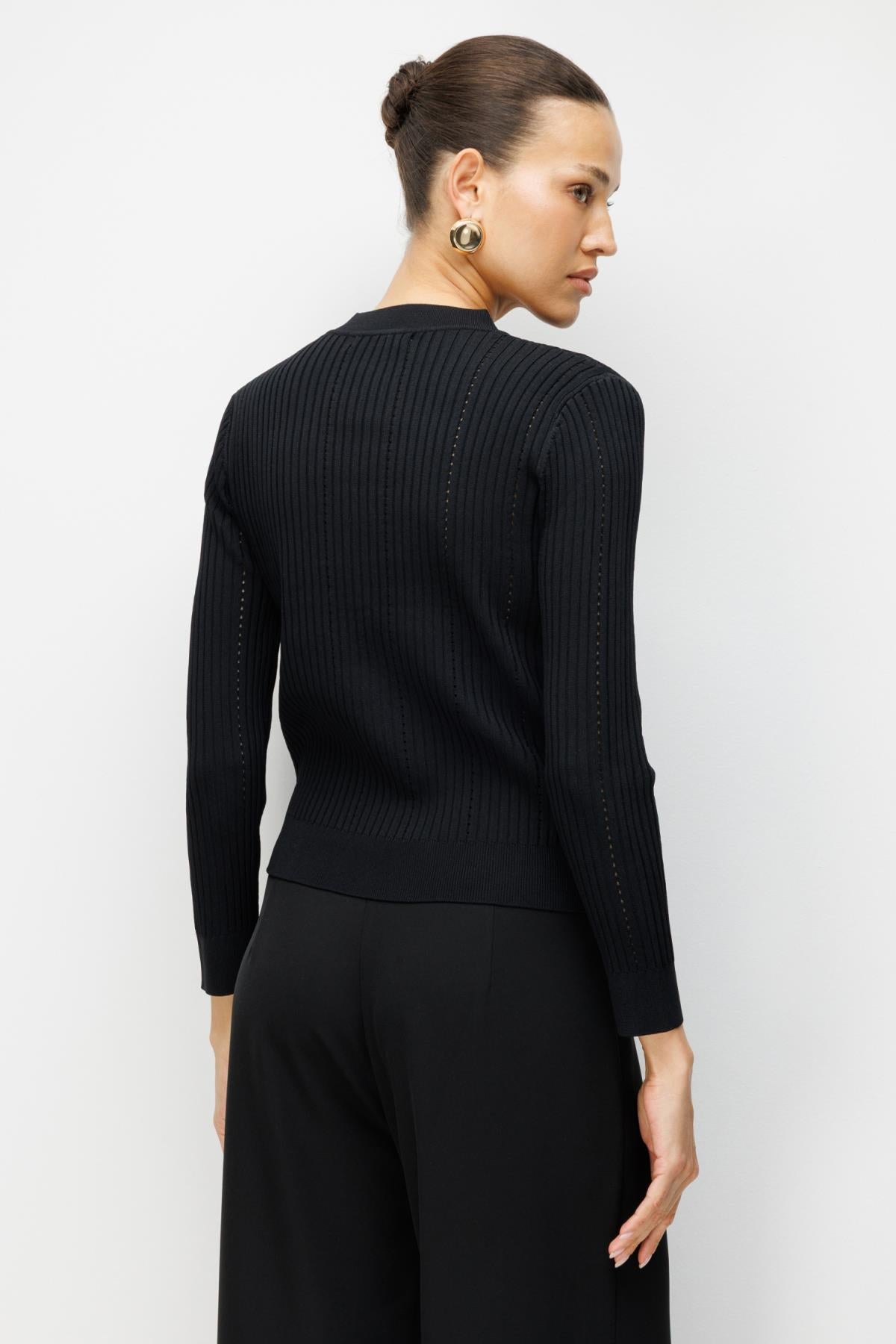 V Yaka Fitilli Triko Hırka