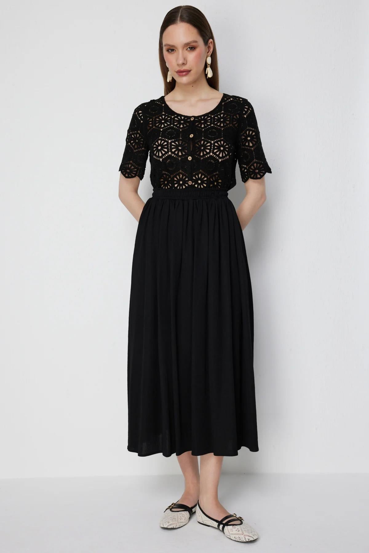 Beli Lastikli Midi Boy Etek