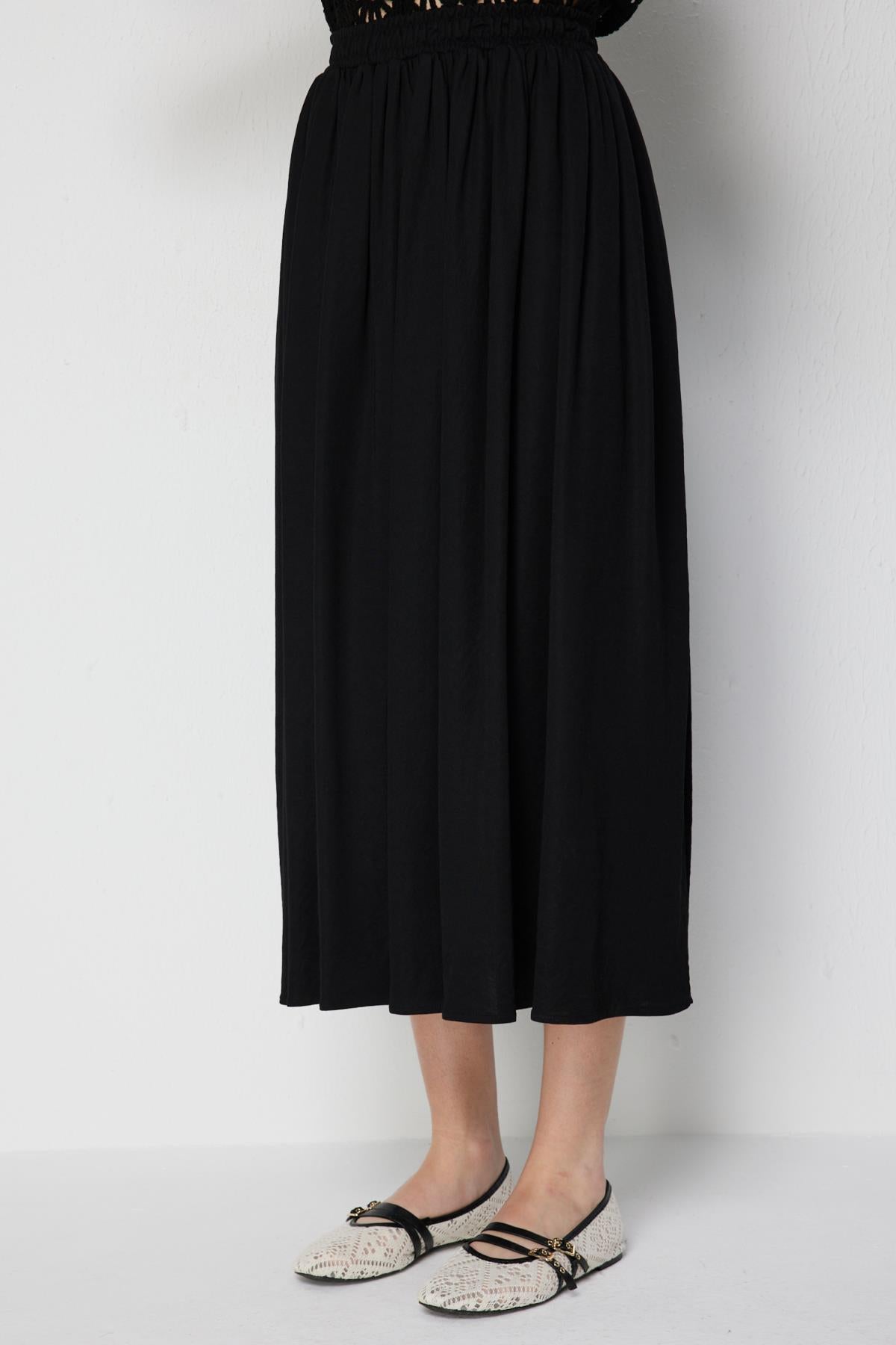 Beli Lastikli Midi Boy Etek