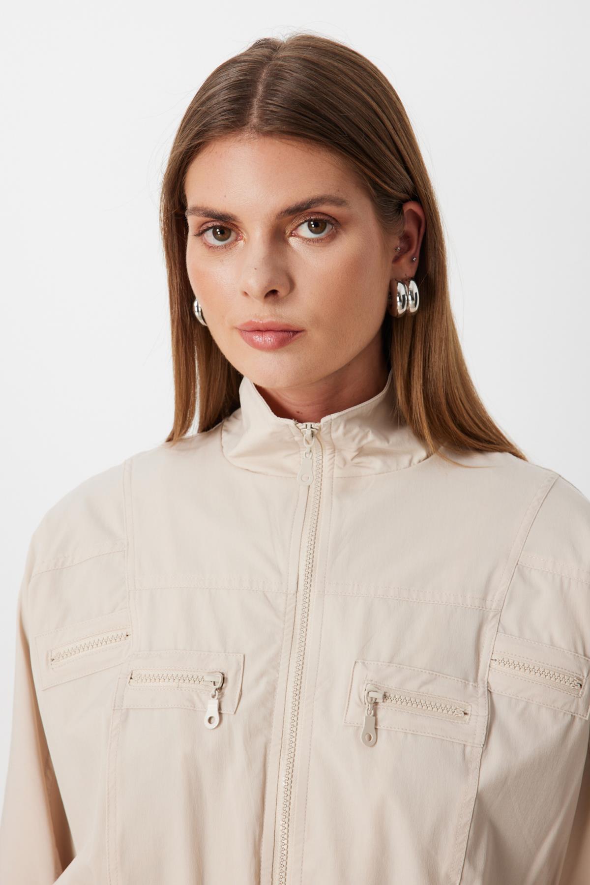 Stand-Up Collar Parachute Fabric Jacket