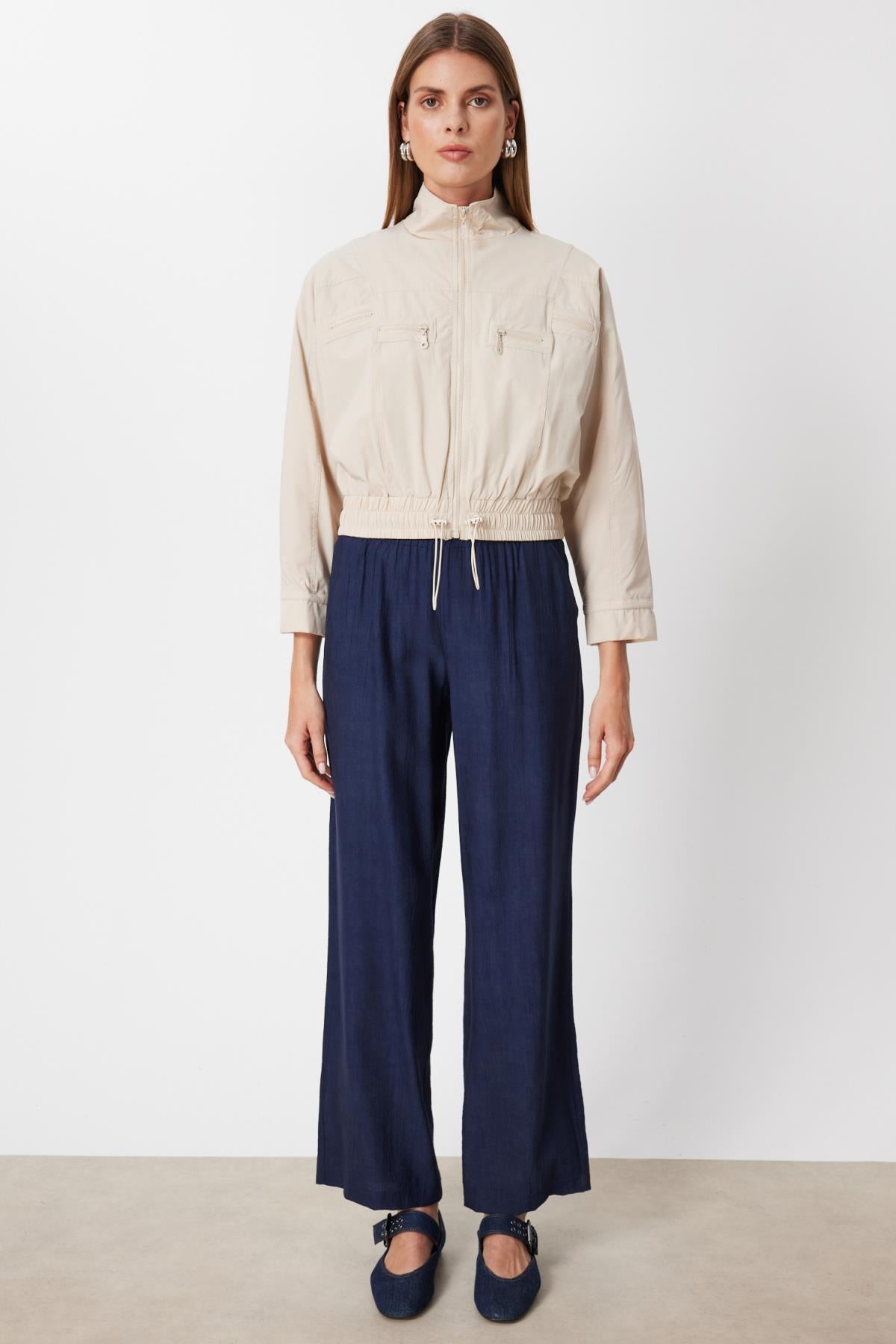 Stand-Up Collar Parachute Fabric Jacket