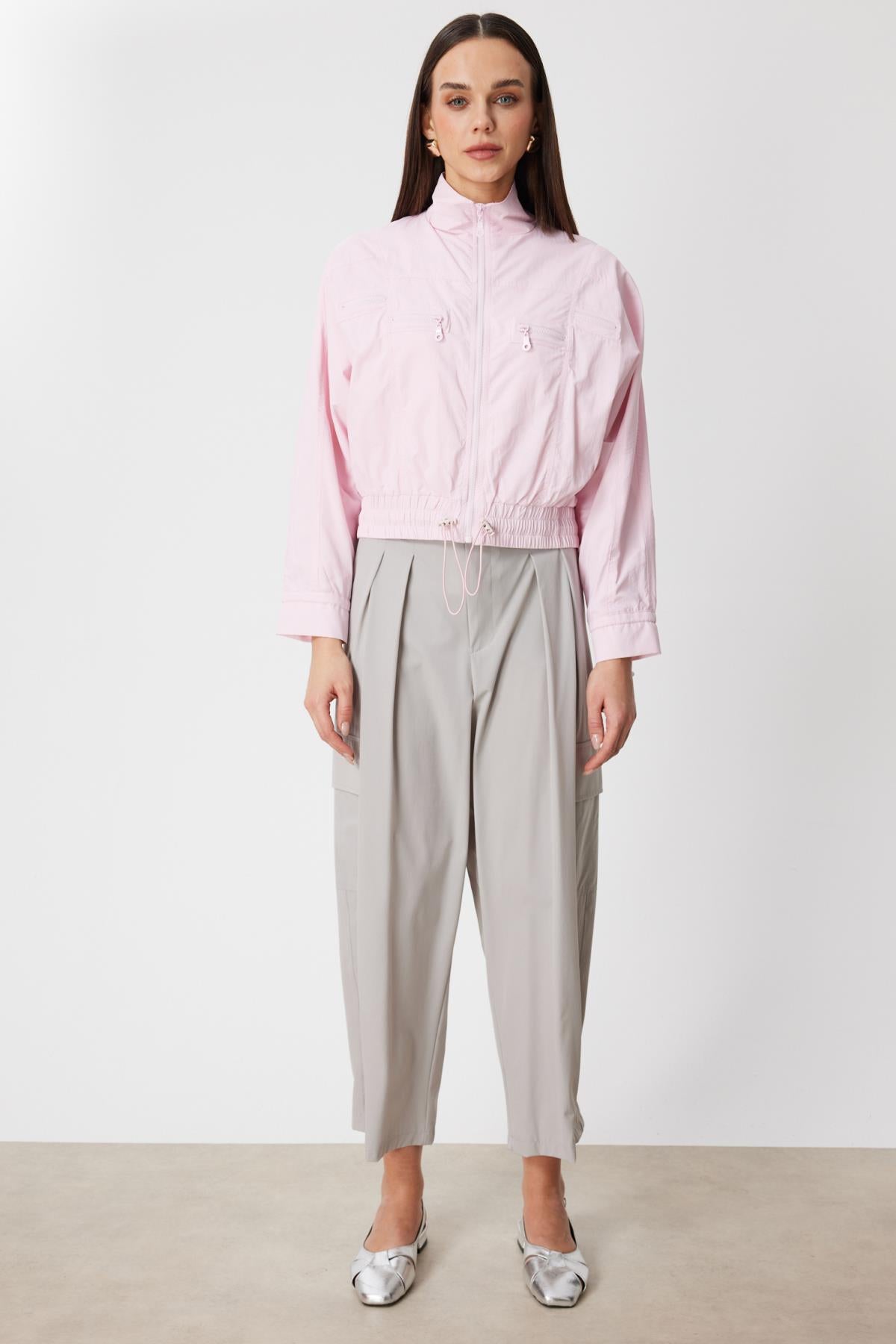 Stand-Up Collar Parachute Fabric Jacket