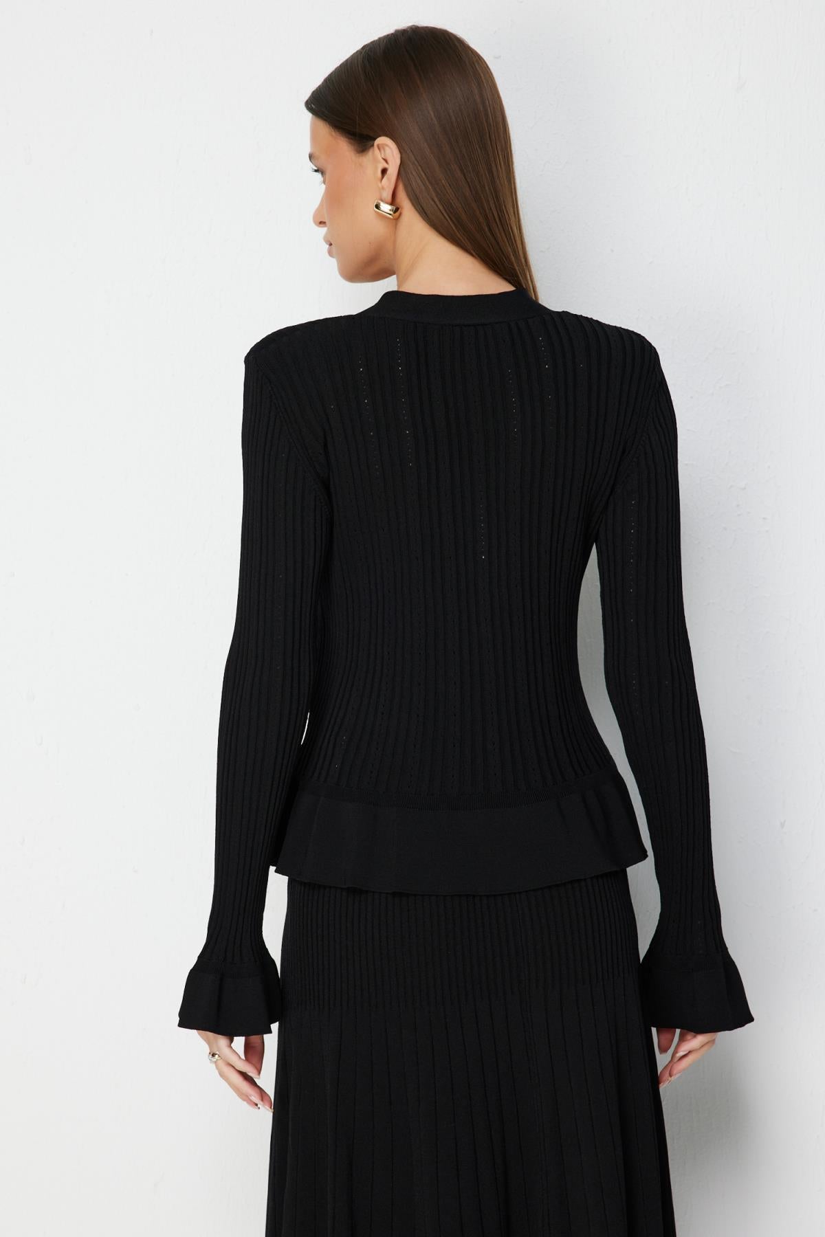 V-Neck Flared Sleeve Knit Cardigan