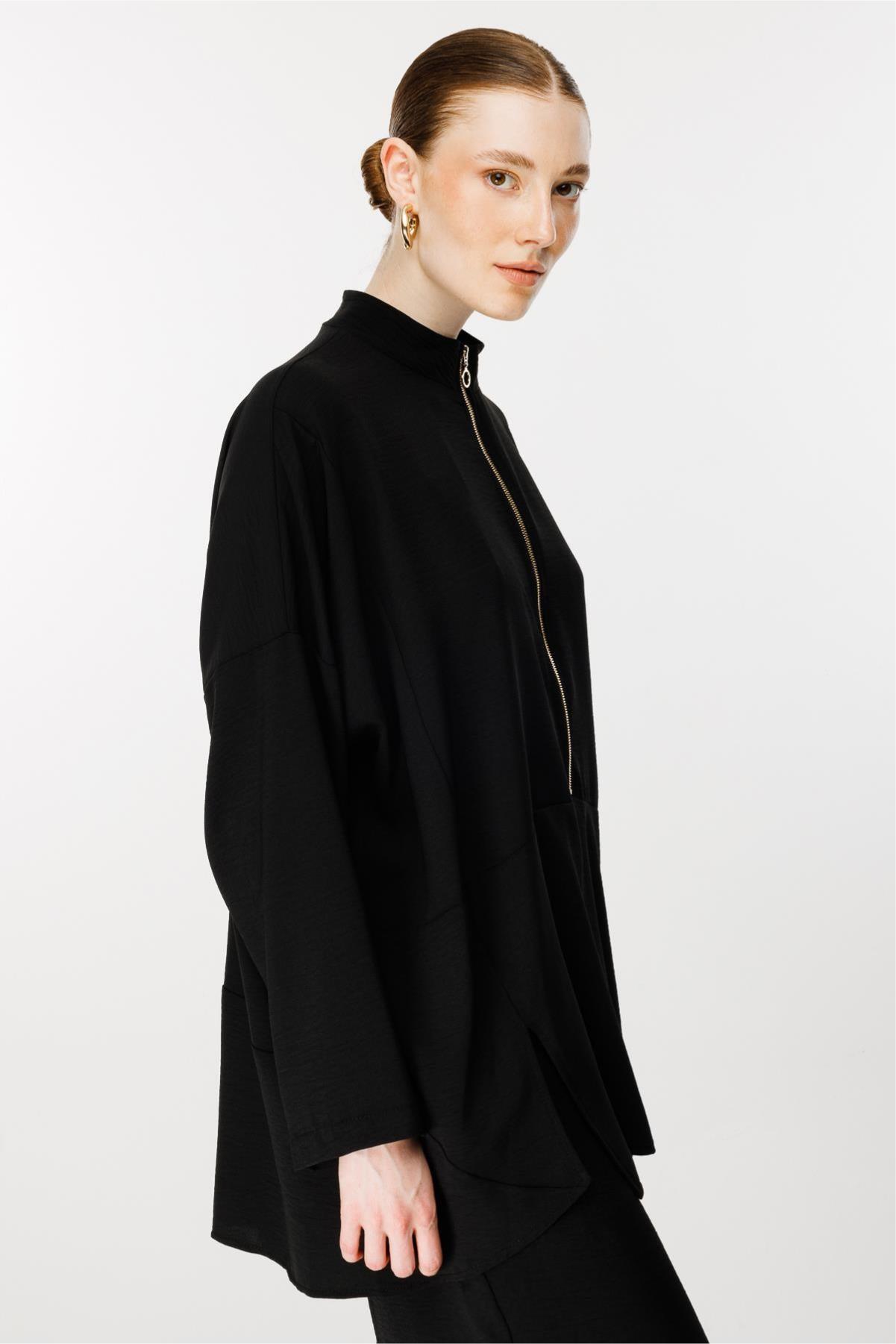 Önü Fermuarlı Tunik Pantolon Takım - Eser Giyim