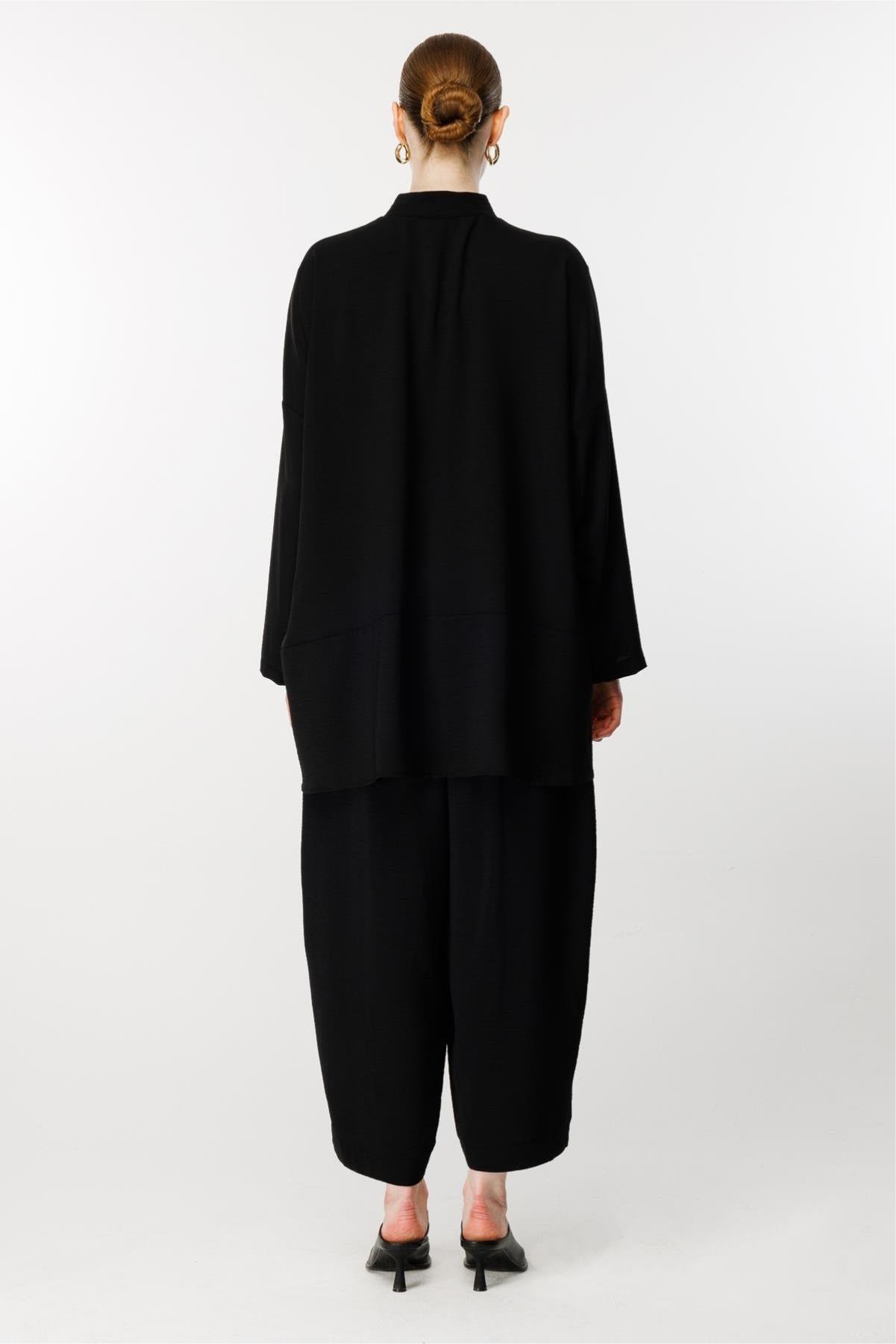 Önü Fermuarlı Tunik Pantolon Takım - Eser Giyim