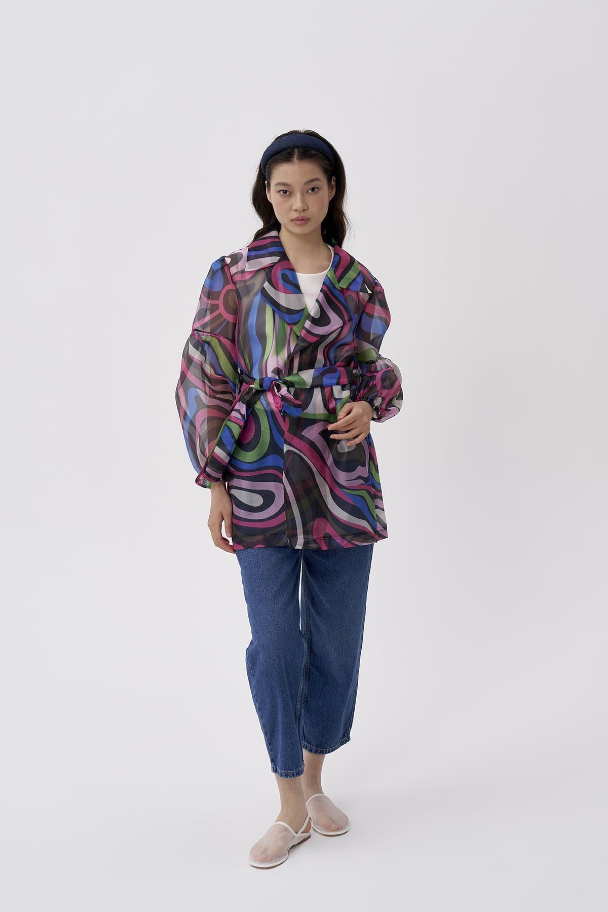 Organze Desenli Ceket - Eser Giyim