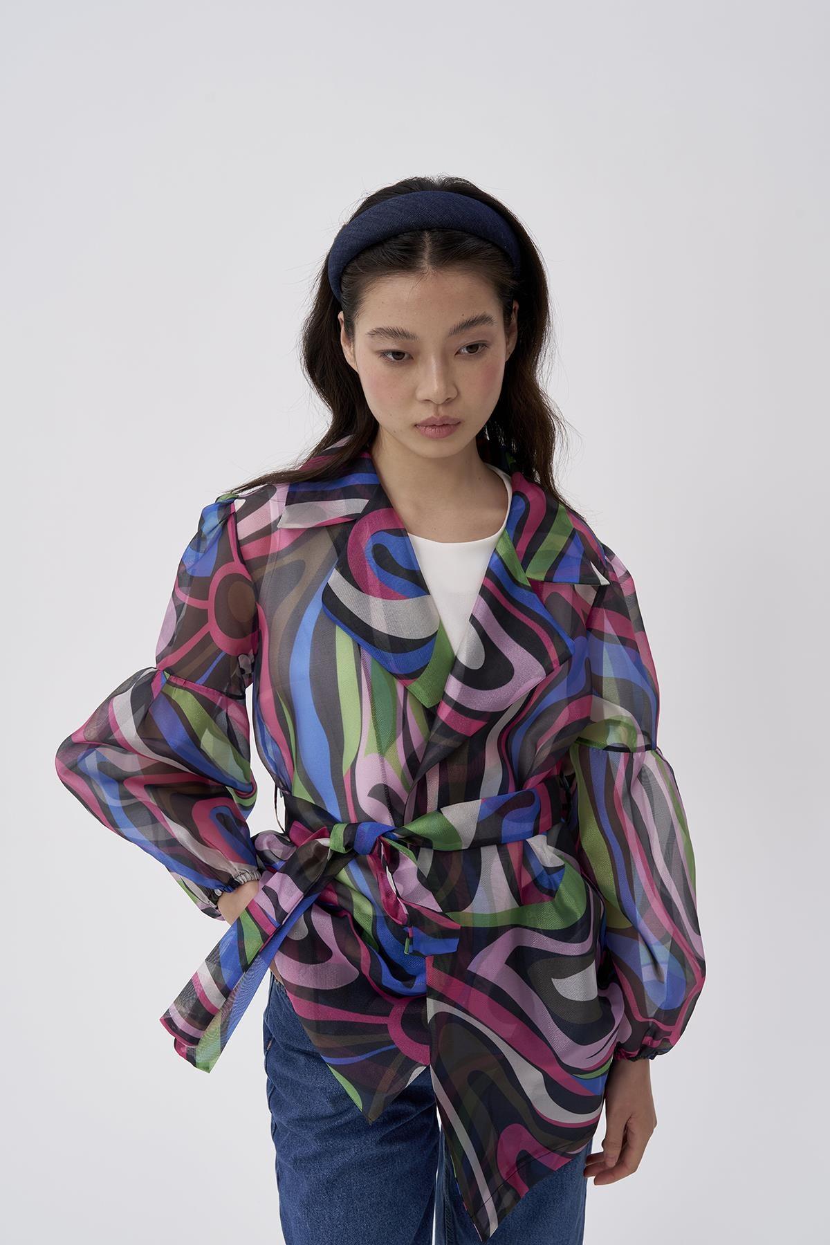 Organze Desenli Ceket - Eser Giyim