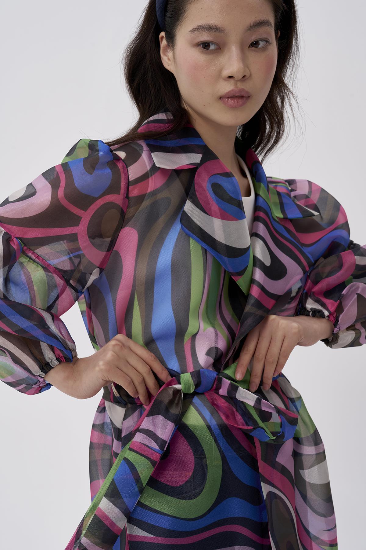 Organze Desenli Ceket - Eser Giyim