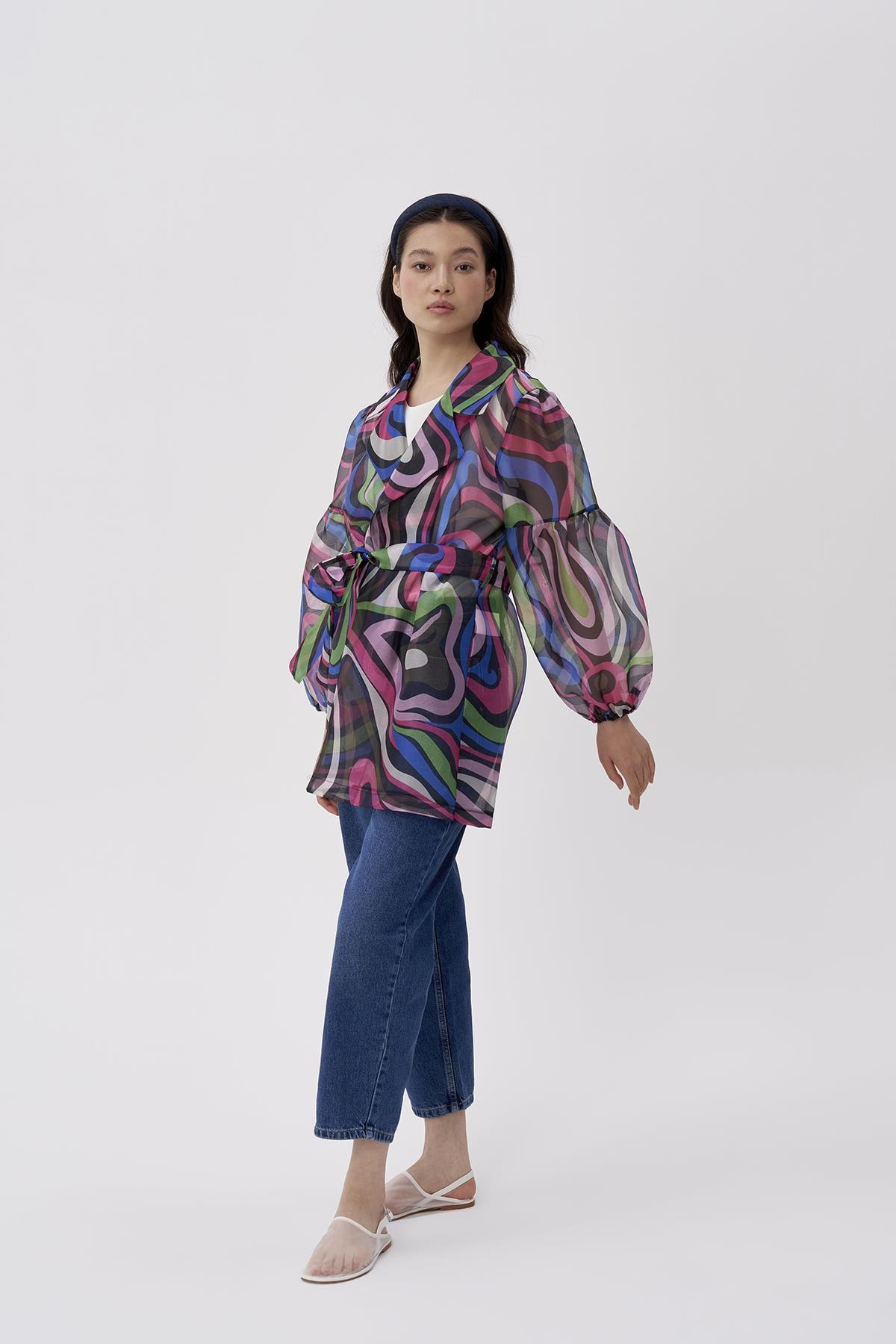 Organze Desenli Ceket - Eser Giyim