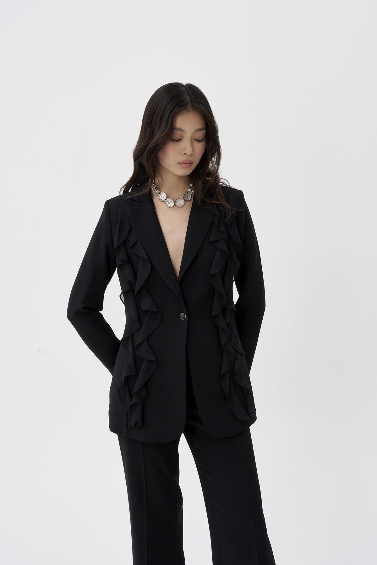 Organze Volanlı Ceket - Eser Giyim