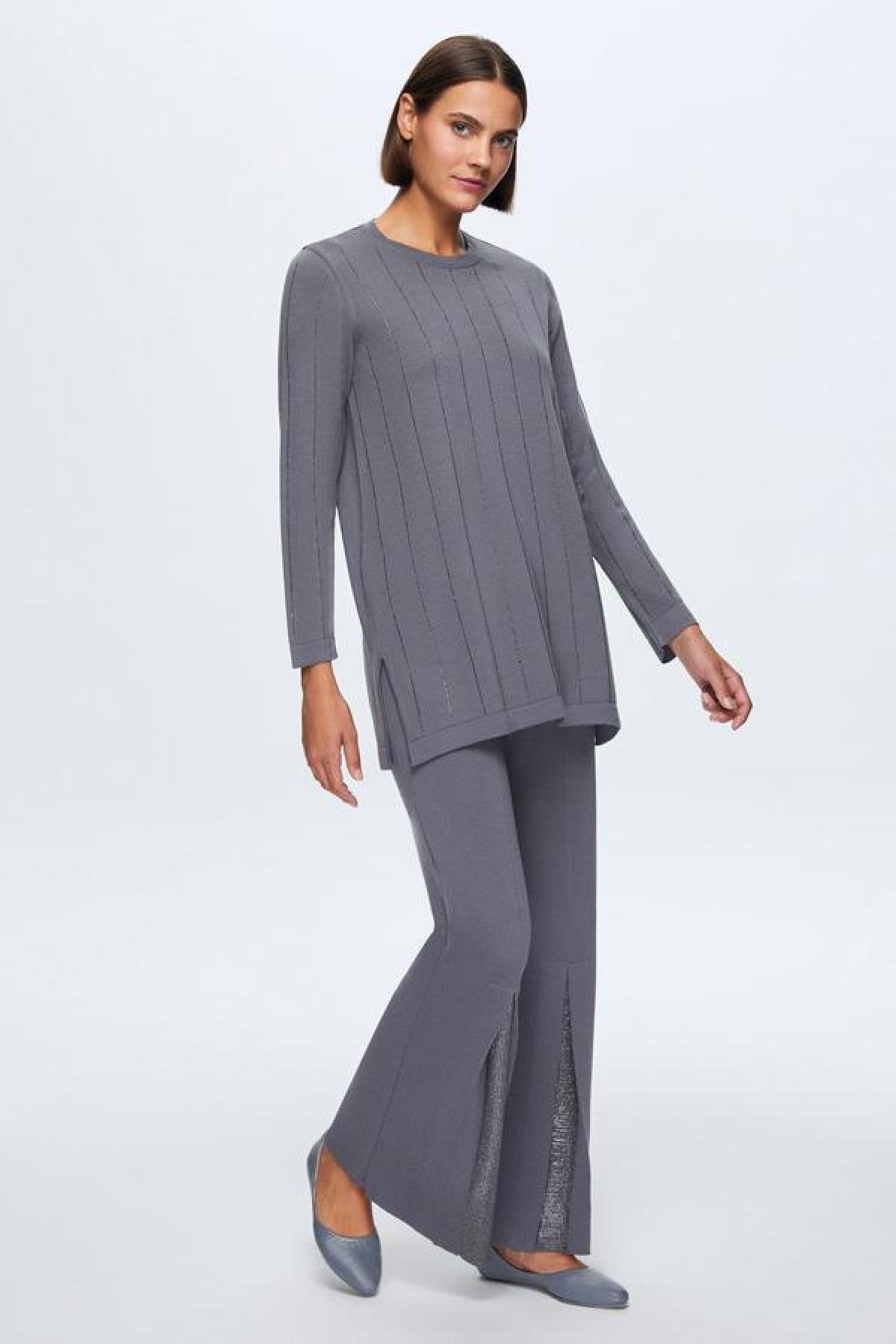 Paçası Taşlı Triko Pantolon - Eser Giyim