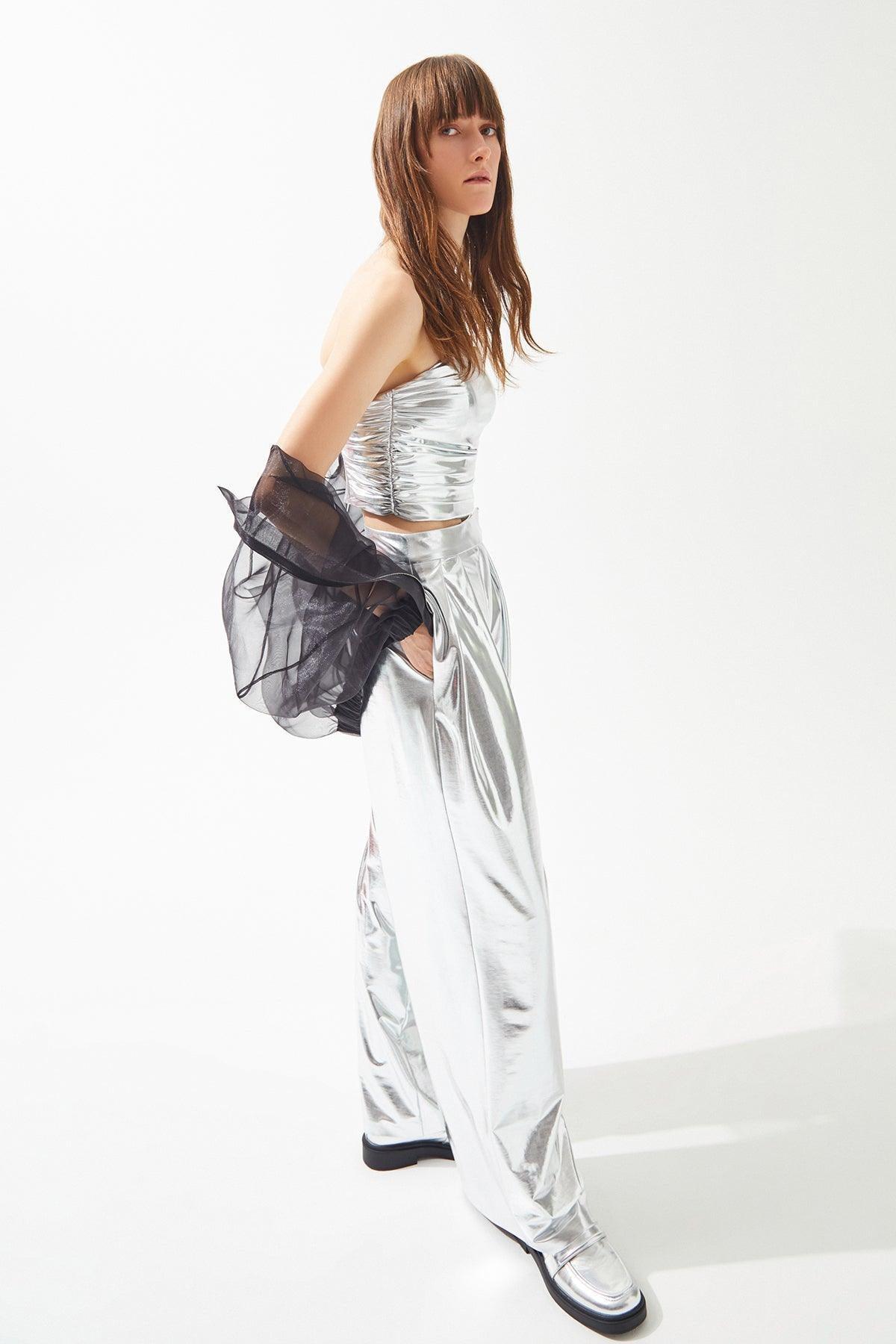 Parlak Fermuarlı Top - Eser Giyim