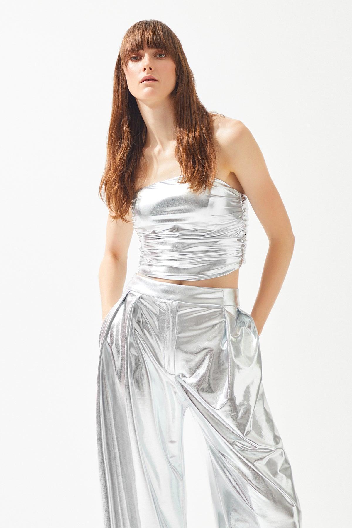 Parlak Fermuarlı Top - Eser Giyim