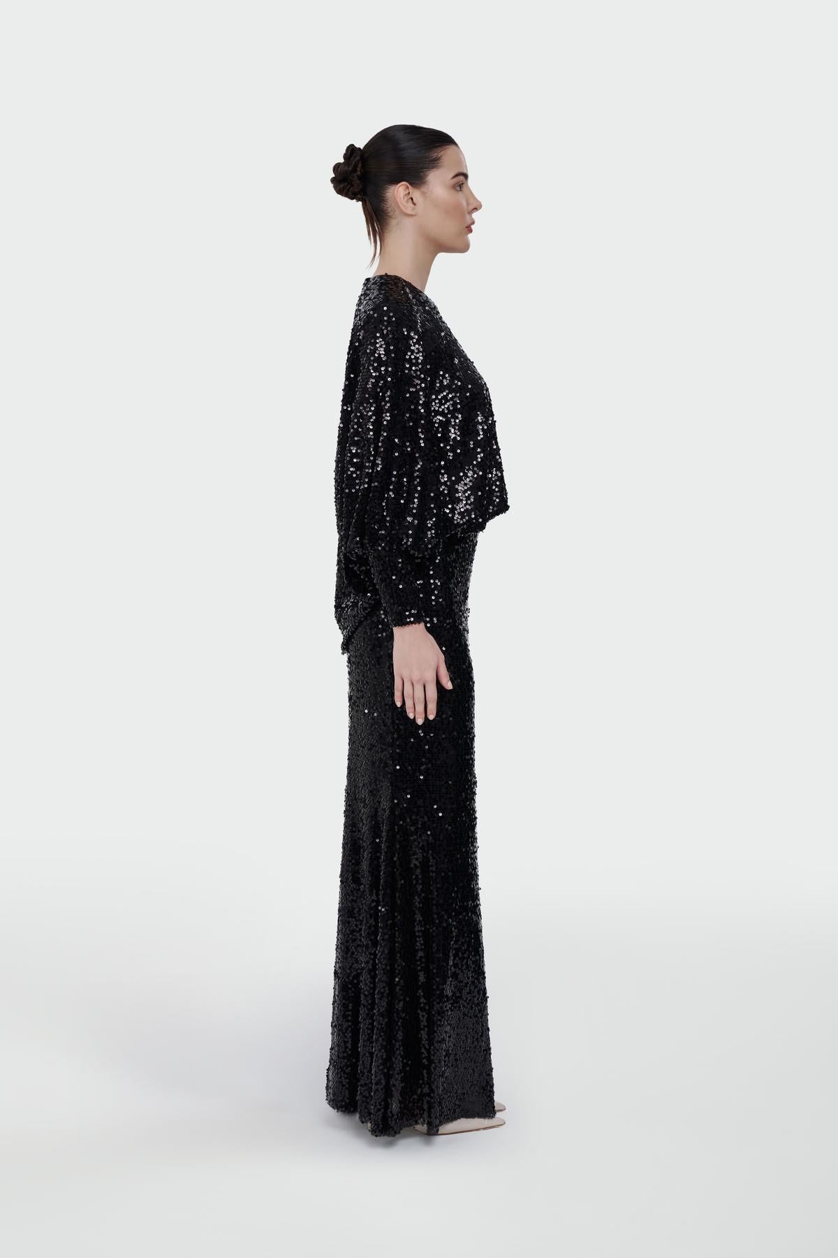 Sequin Blouse Skirt Evening Dress Set