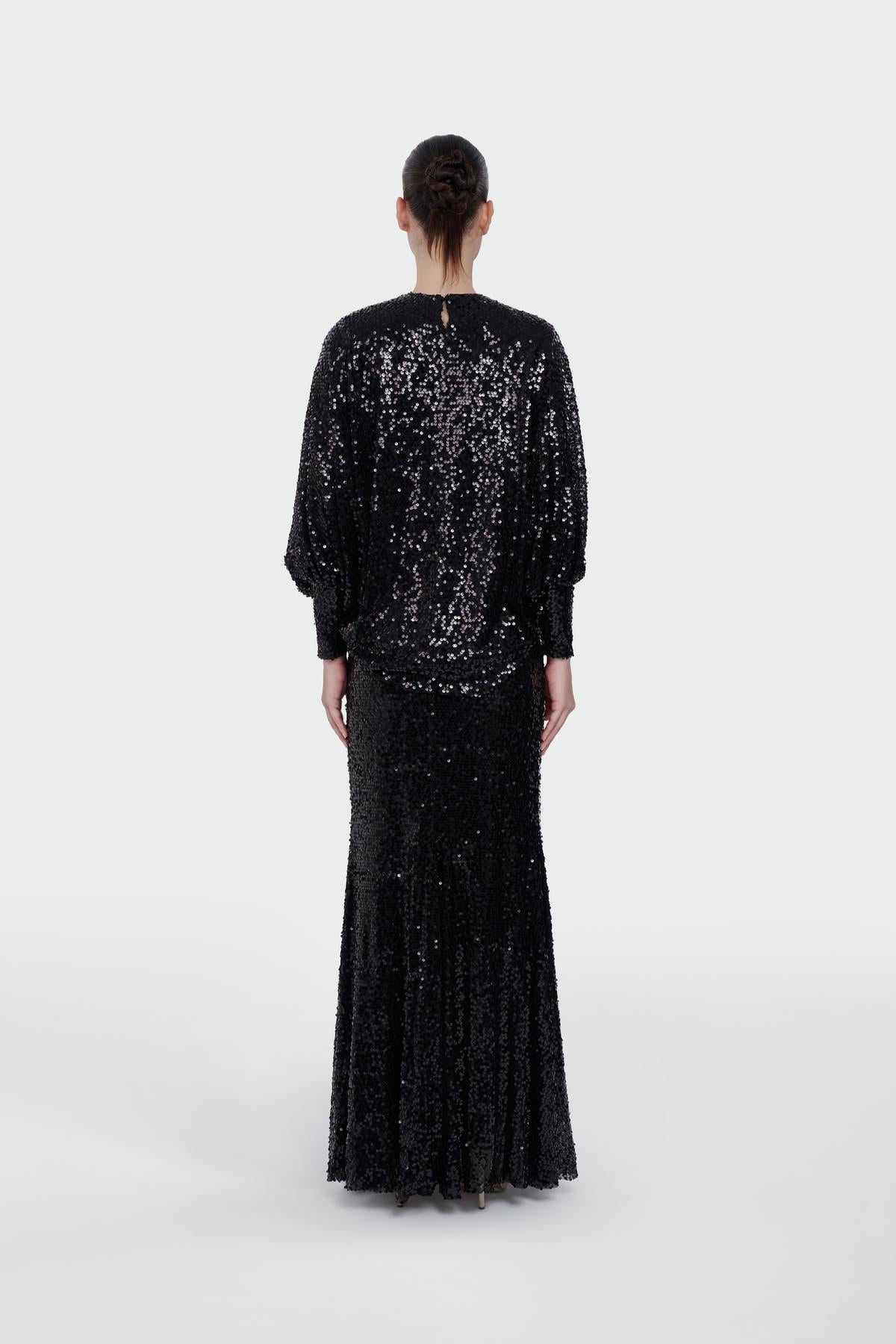 Sequin Blouse Skirt Evening Dress Set