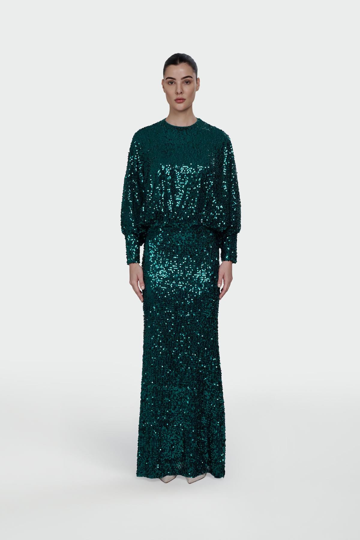 Sequin Blouse Skirt Evening Dress Set