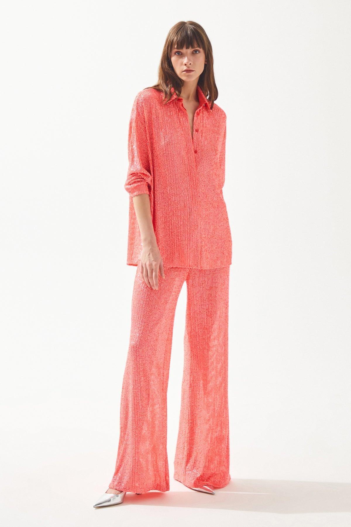 Payetli Yüksek Bel Bol Kesim Pantolon - Eser Giyim