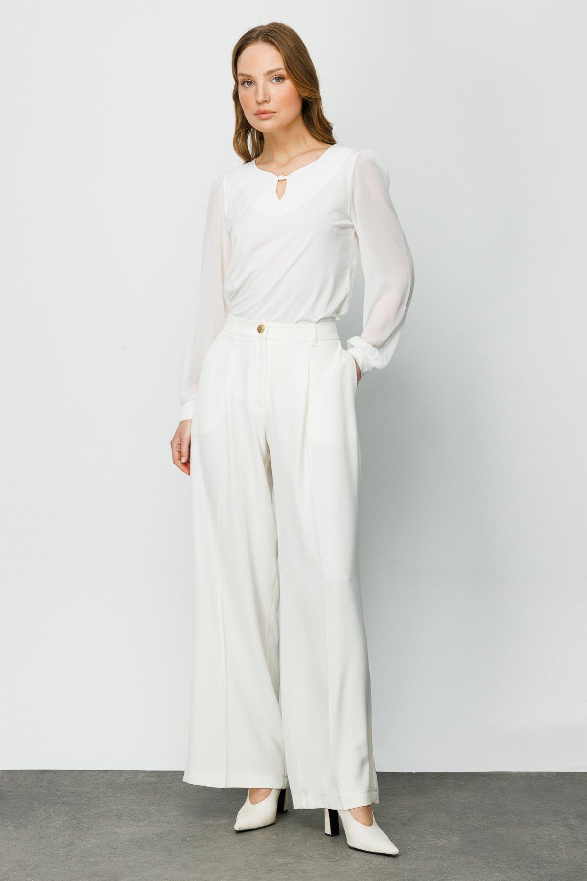 Pileli İspanyol Paça Pantolon - Eser Giyim