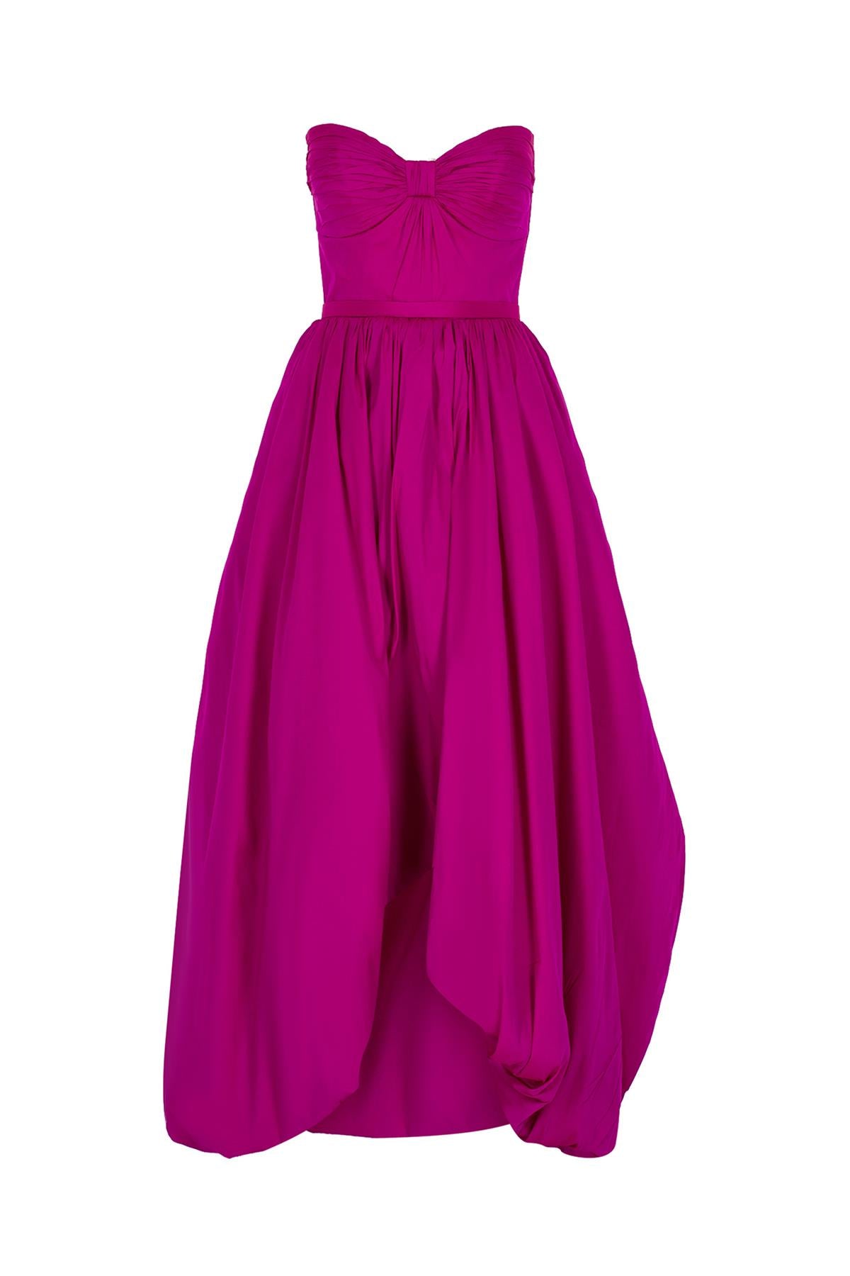 Princess Cut Balloon Skirt Strapless Evening Dress