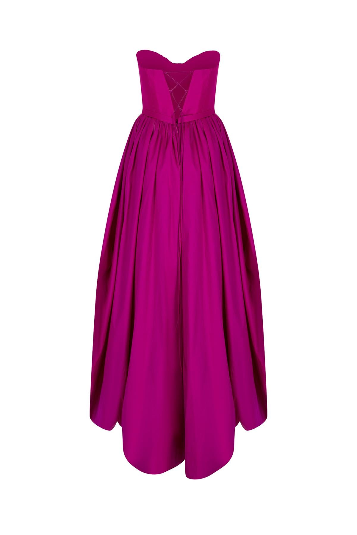 Princess Cut Balloon Skirt Strapless Evening Dress