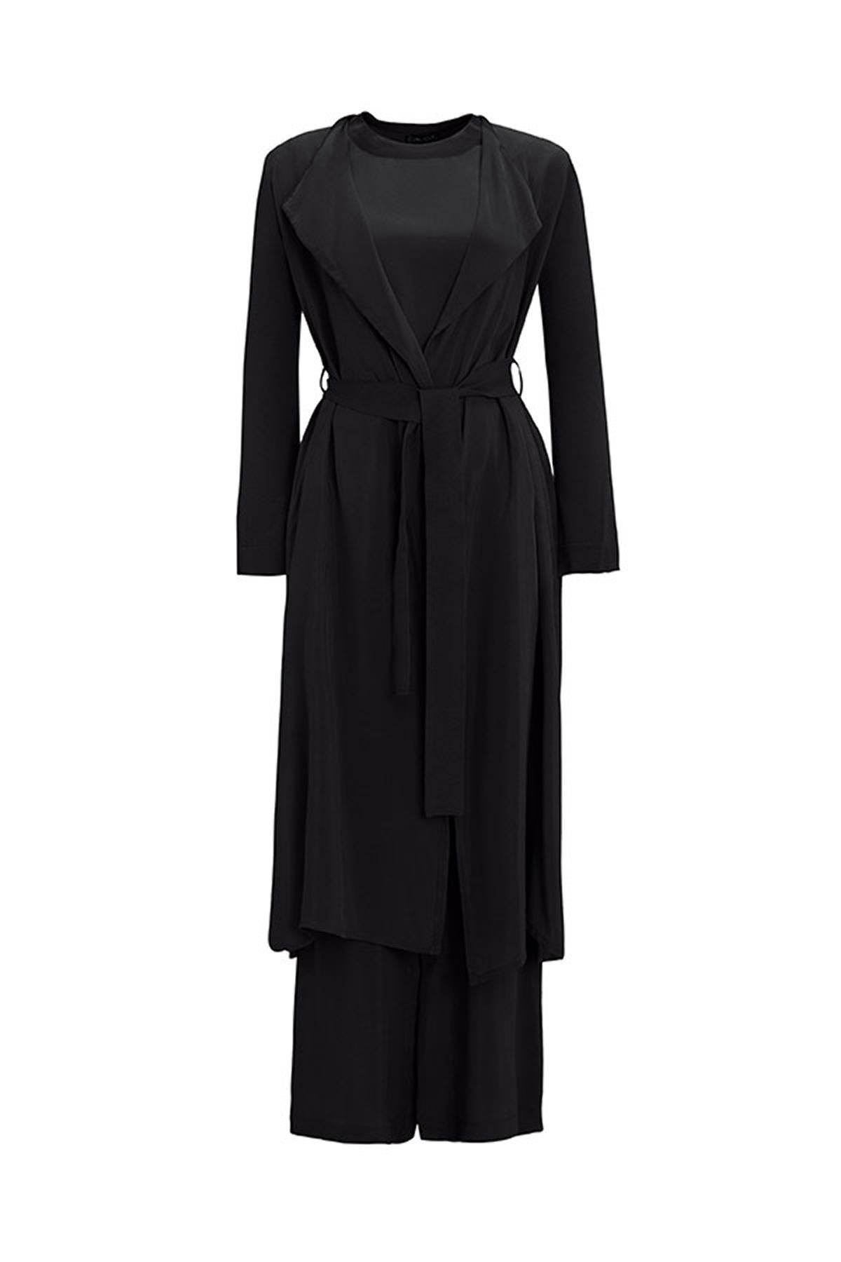 Shawl Collar Cupro Knitwear Cardigan Tunic Two Piece Set