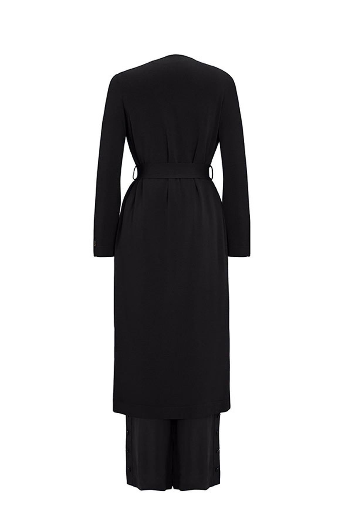 Shawl Collar Cupro Knitwear Cardigan Tunic Two Piece Set