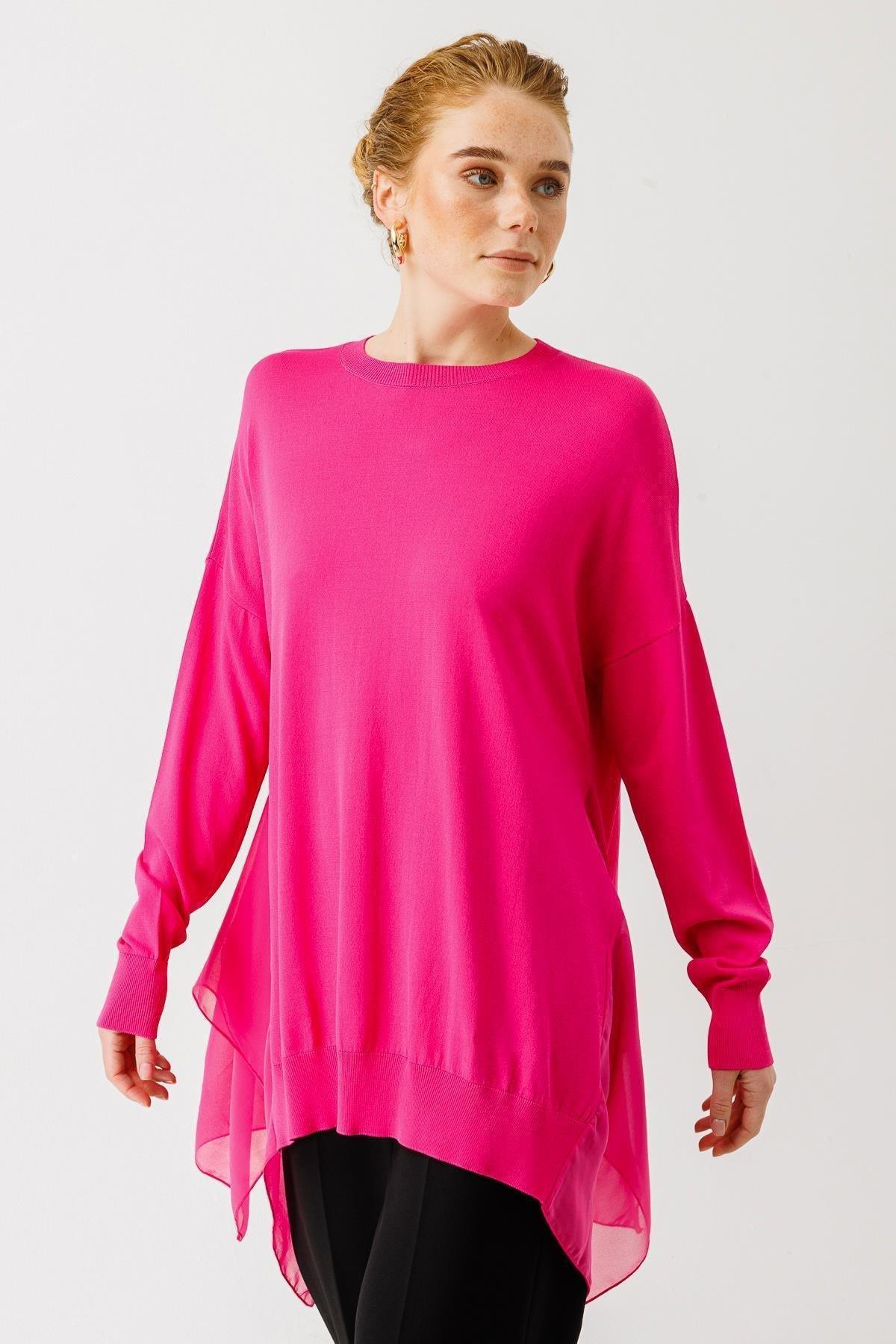 Şifon Detaylı Triko Tunik - Eser Giyim