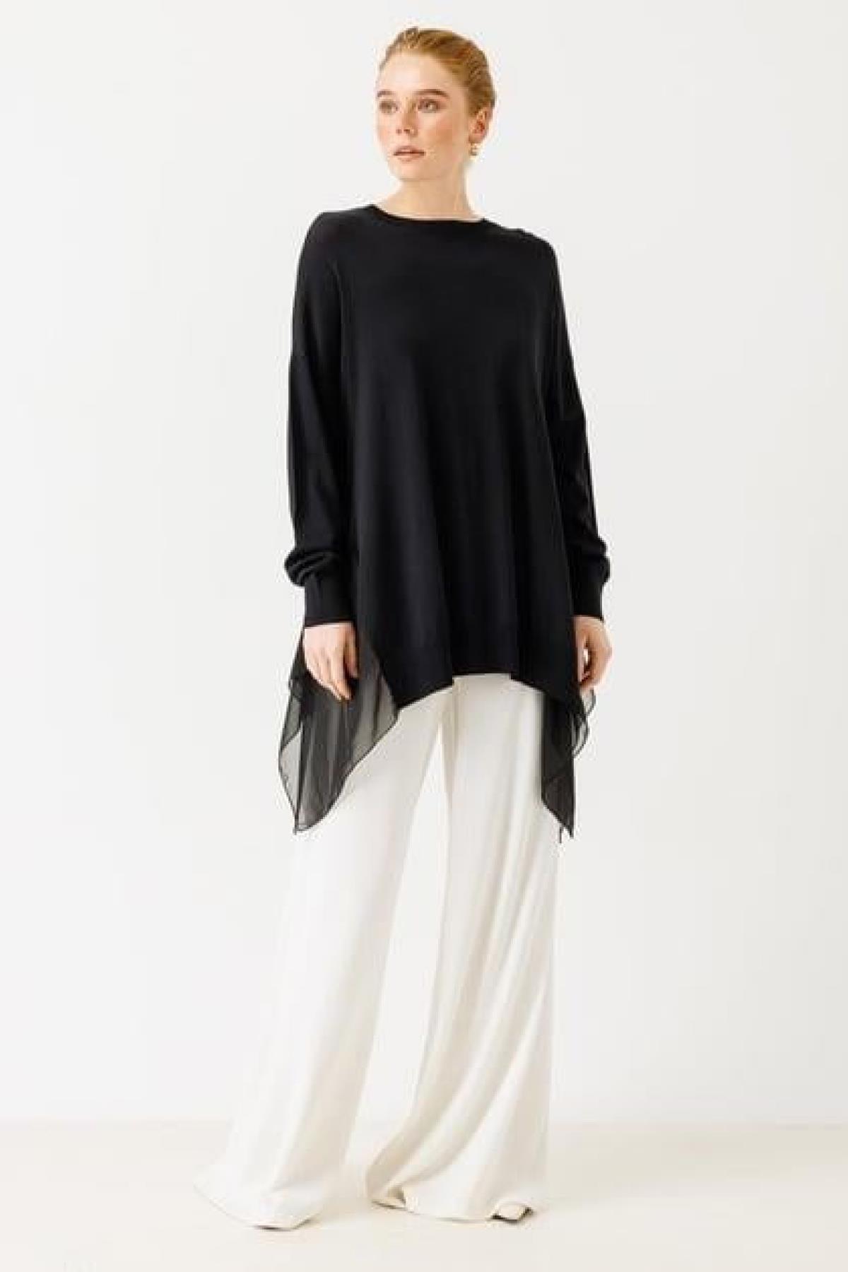 Şifon Detaylı Triko Tunik - Eser Giyim