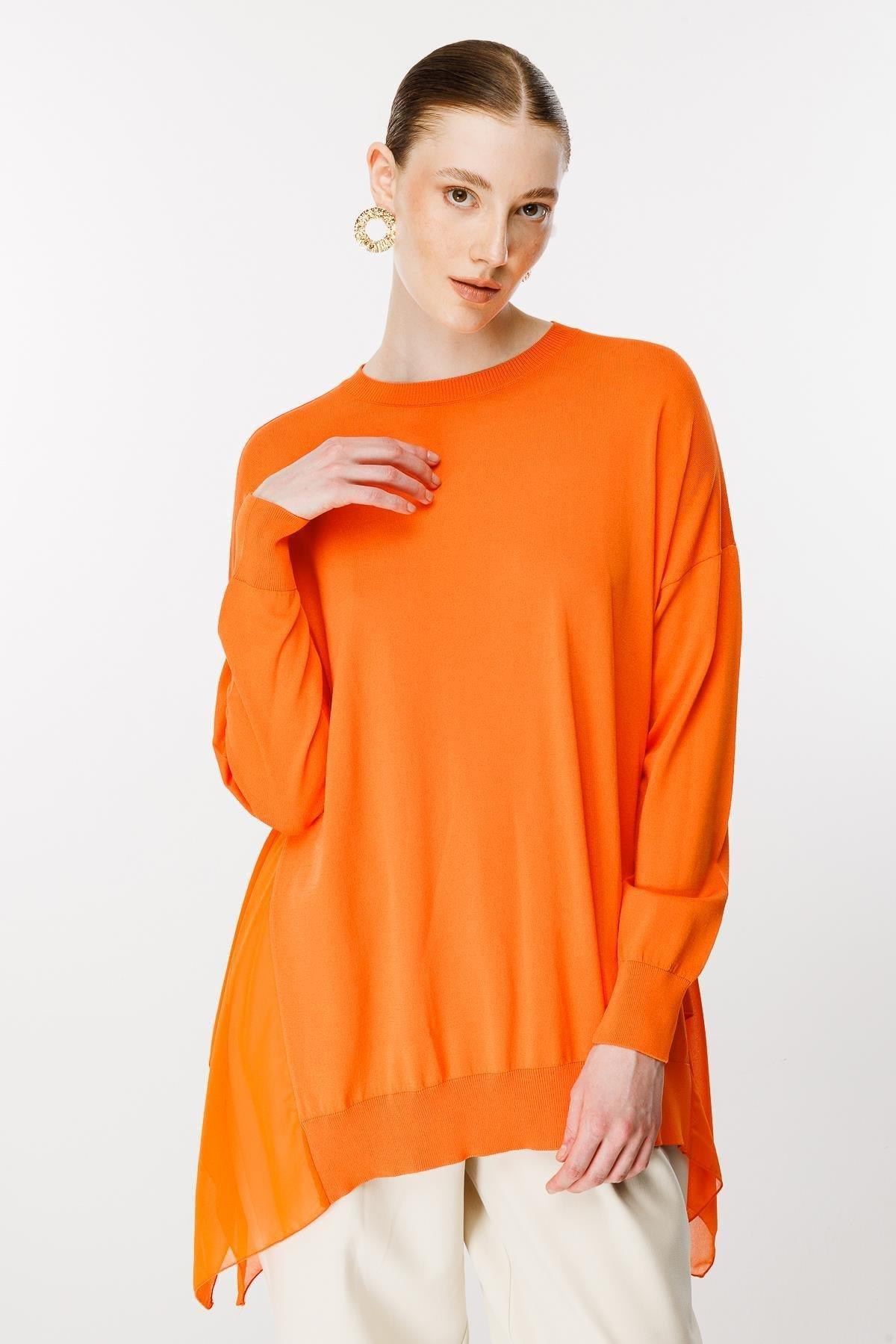 Şifon Detaylı Triko Tunik - Eser Giyim