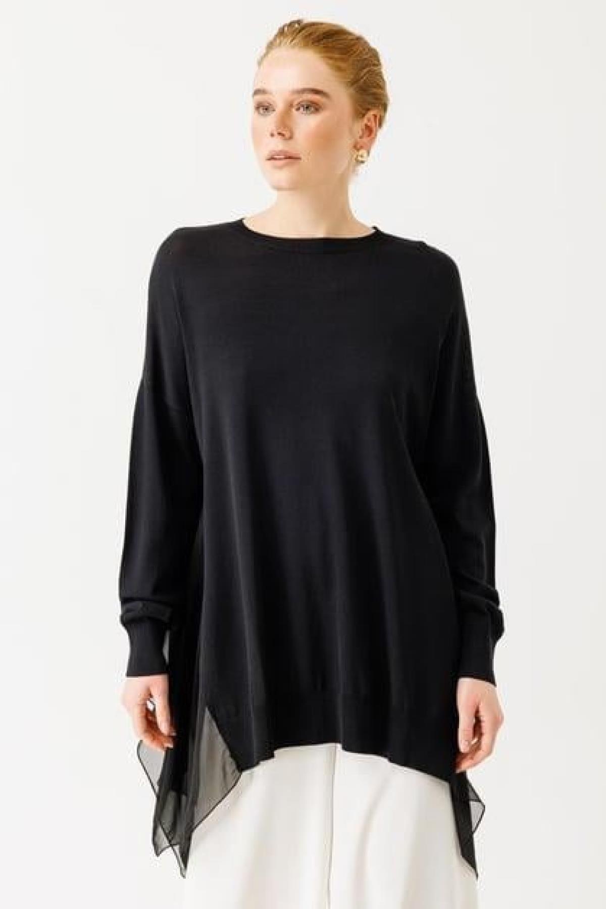 Şifon Detaylı Triko Tunik - Eser Giyim