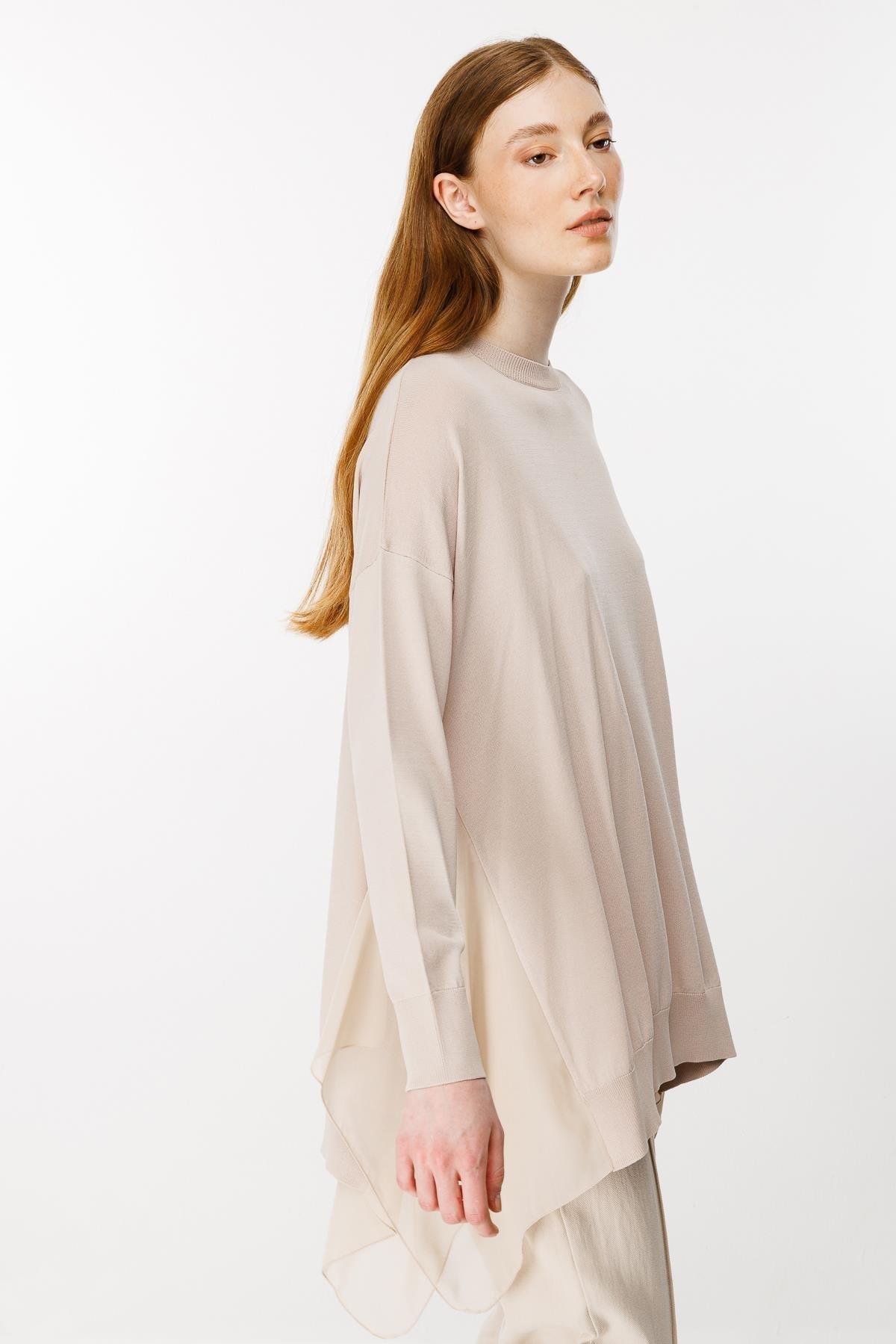 Şifon Detaylı Triko Tunik - Eser Giyim